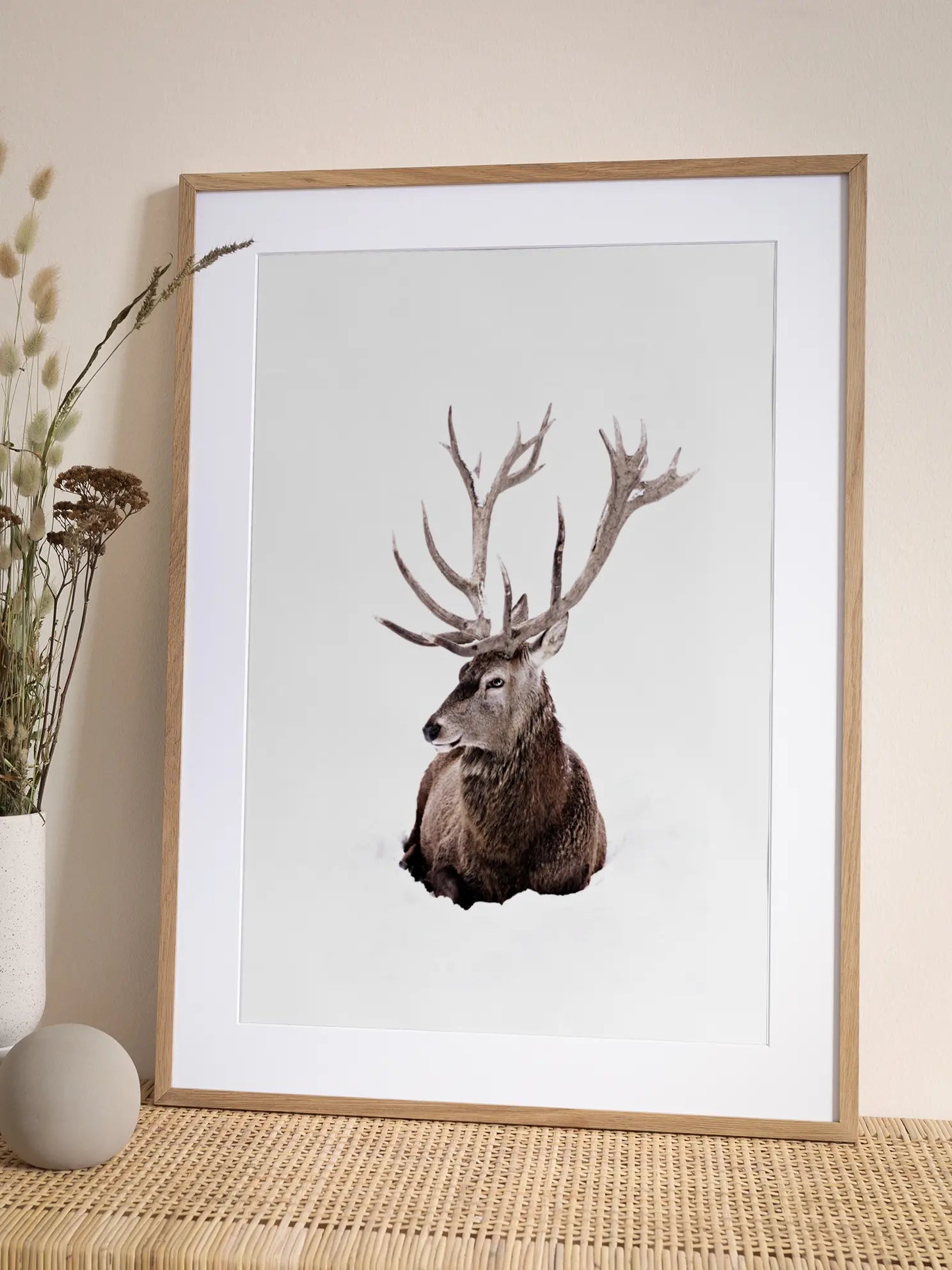 Stag In Snow Poster