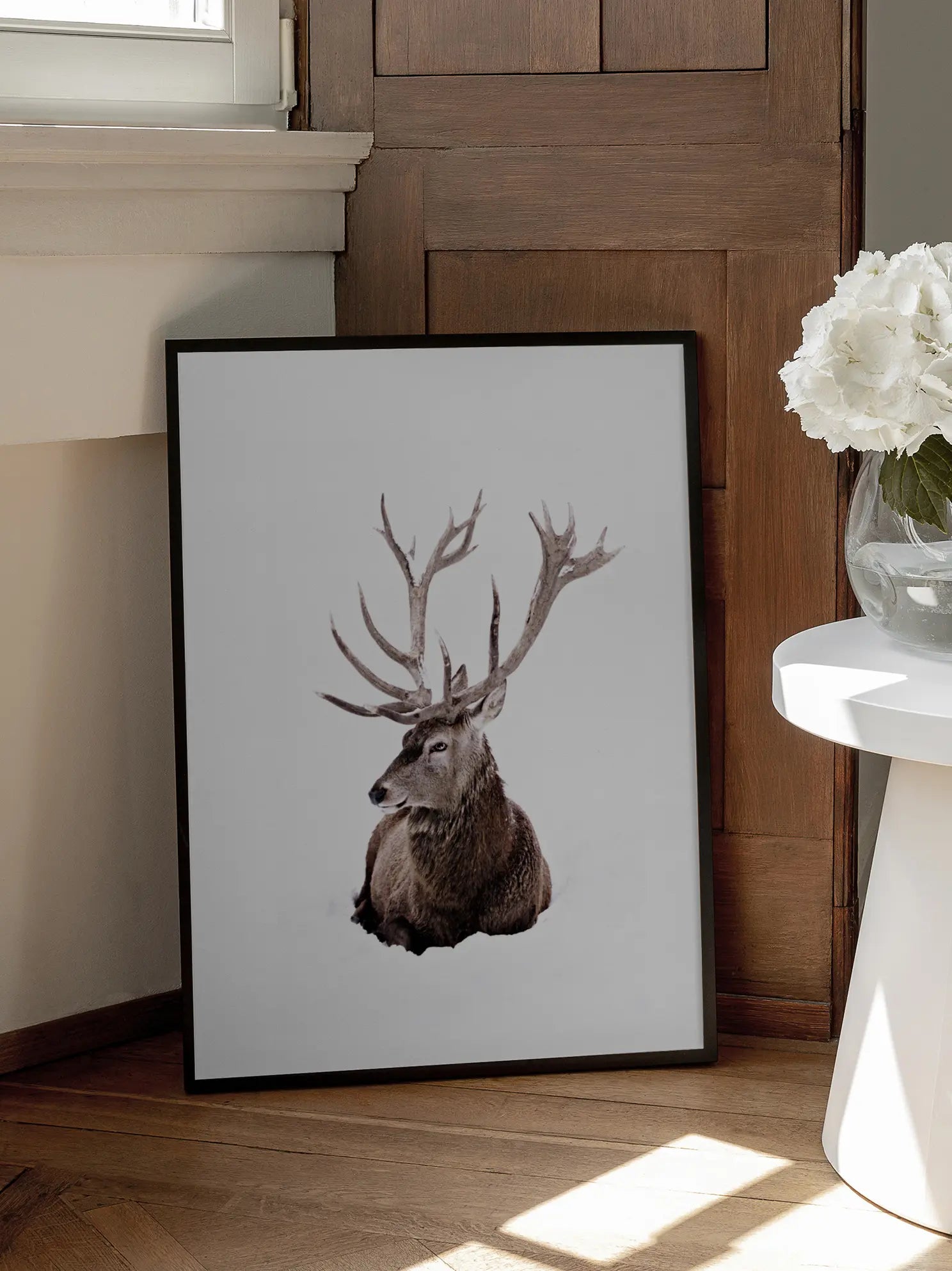 Stag In Snow Poster