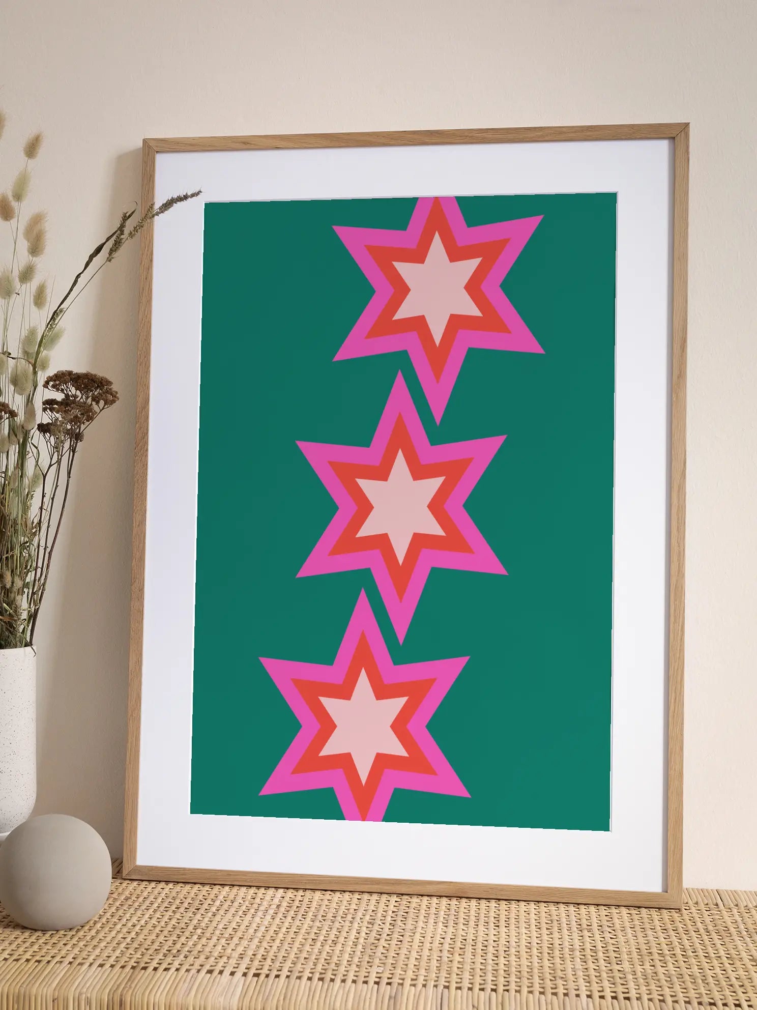 Stars on Green Poster