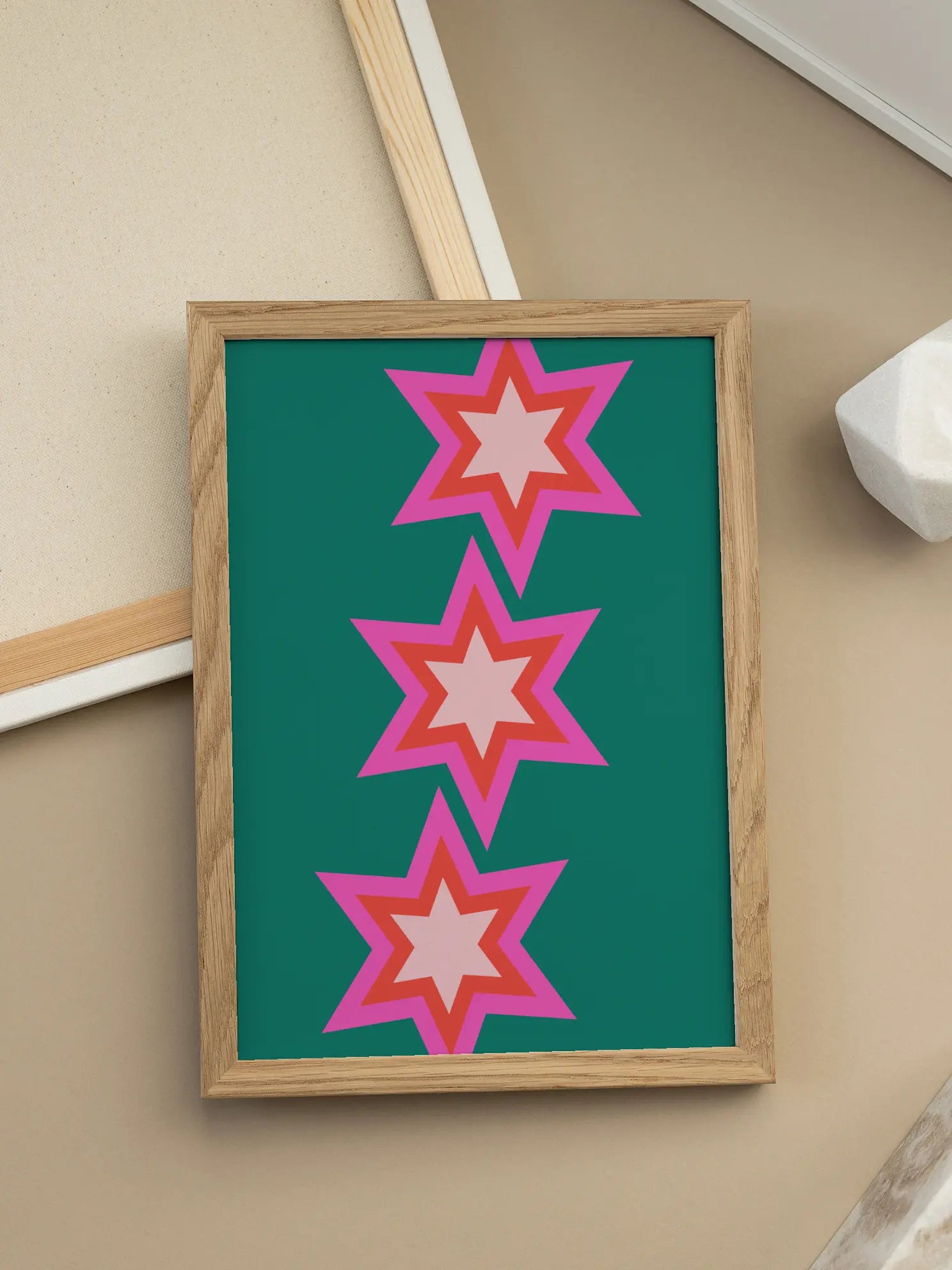Stars on Green Poster