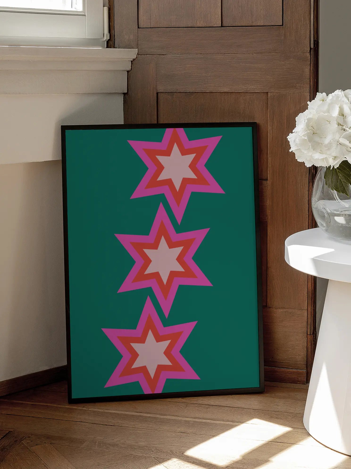 Stars on Green Poster