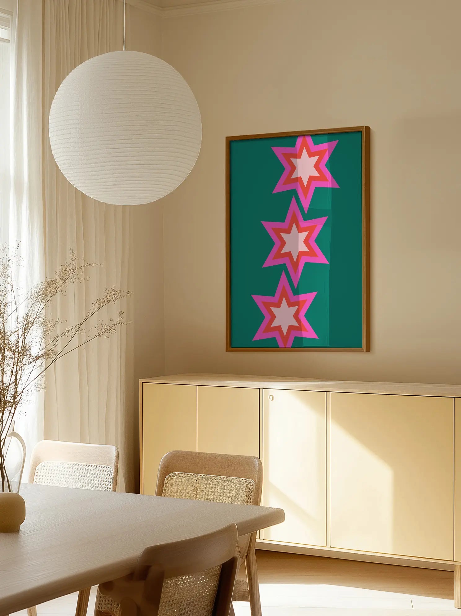 Stars on Green Poster