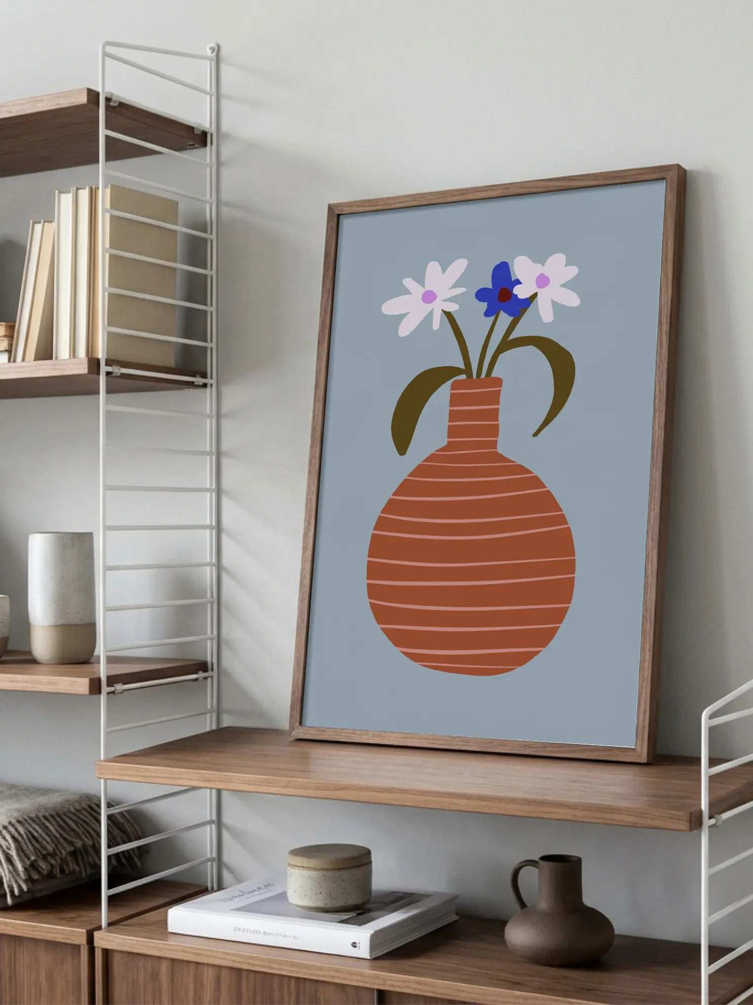 Striped Clay Vase Poster