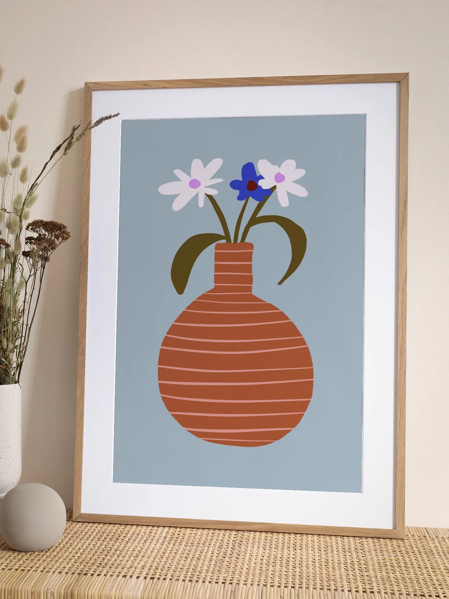 Striped Clay Vase Poster