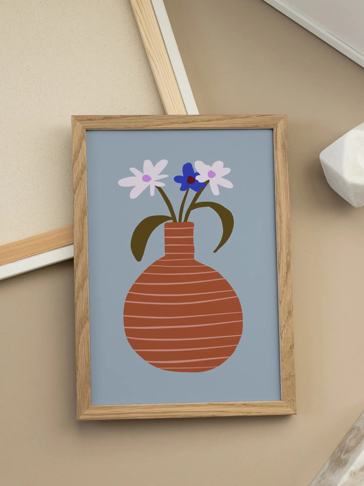 Striped Clay Vase Poster