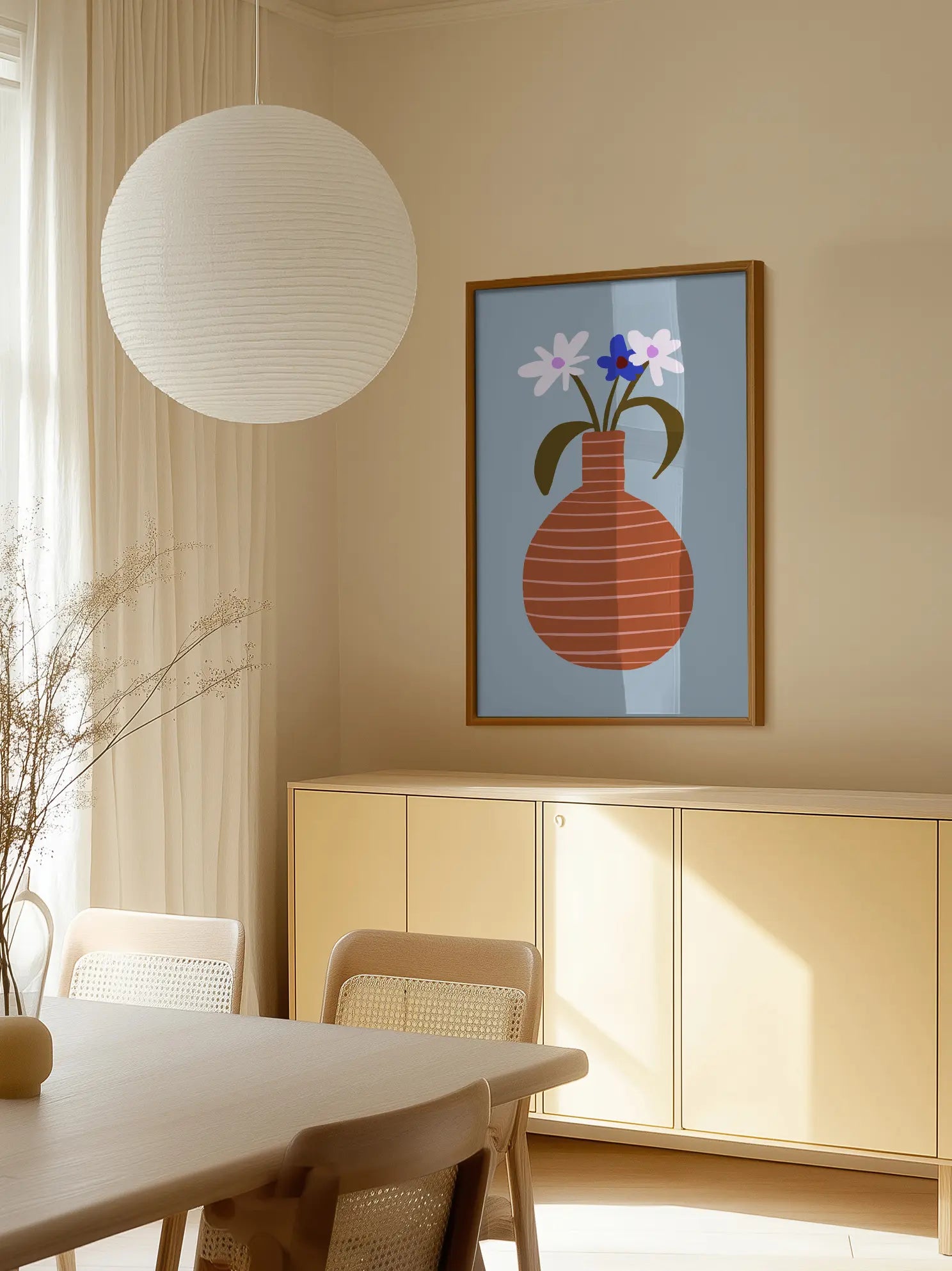 Striped Clay Vase Poster