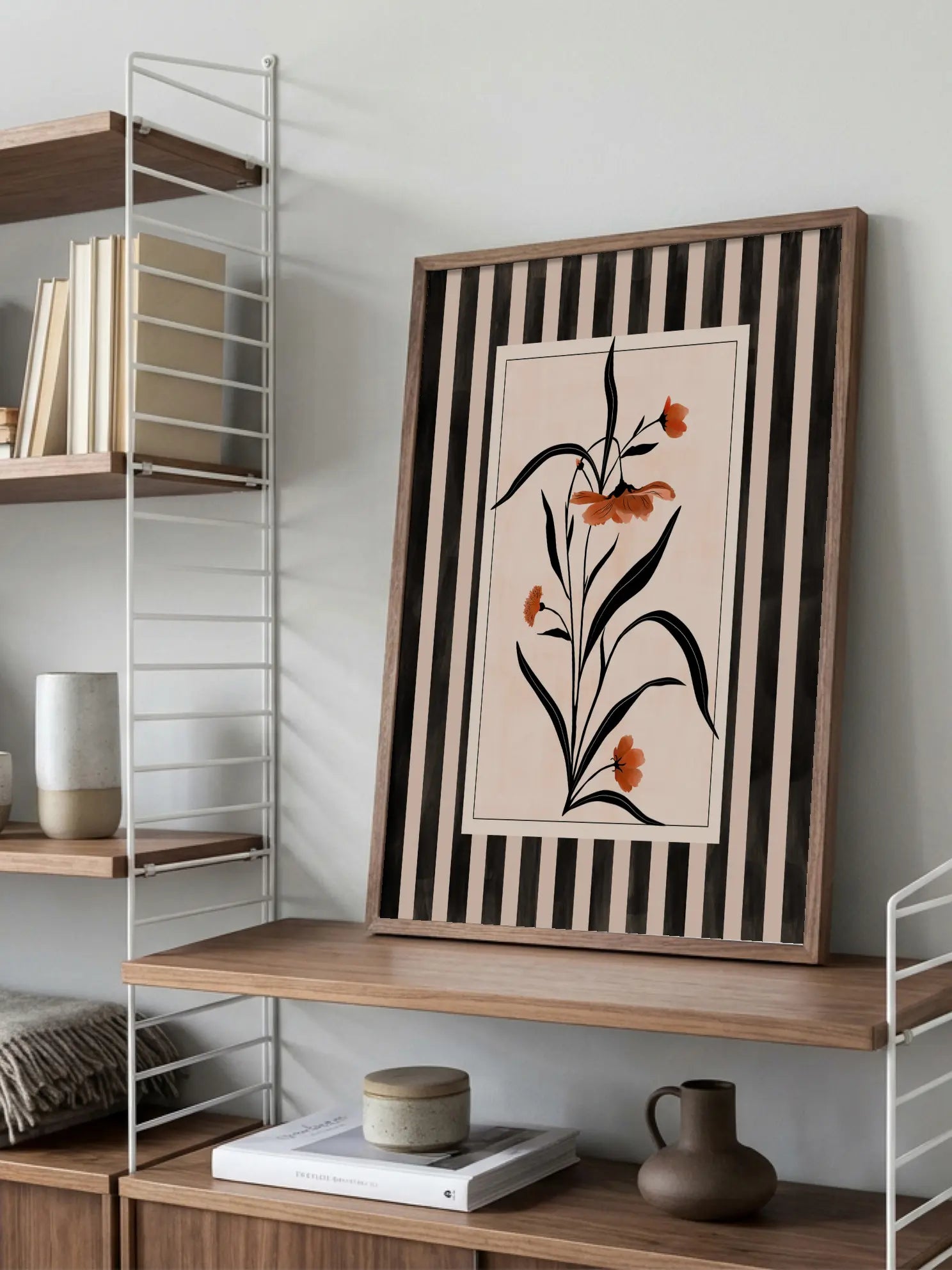 Striped Floral No1 Poster