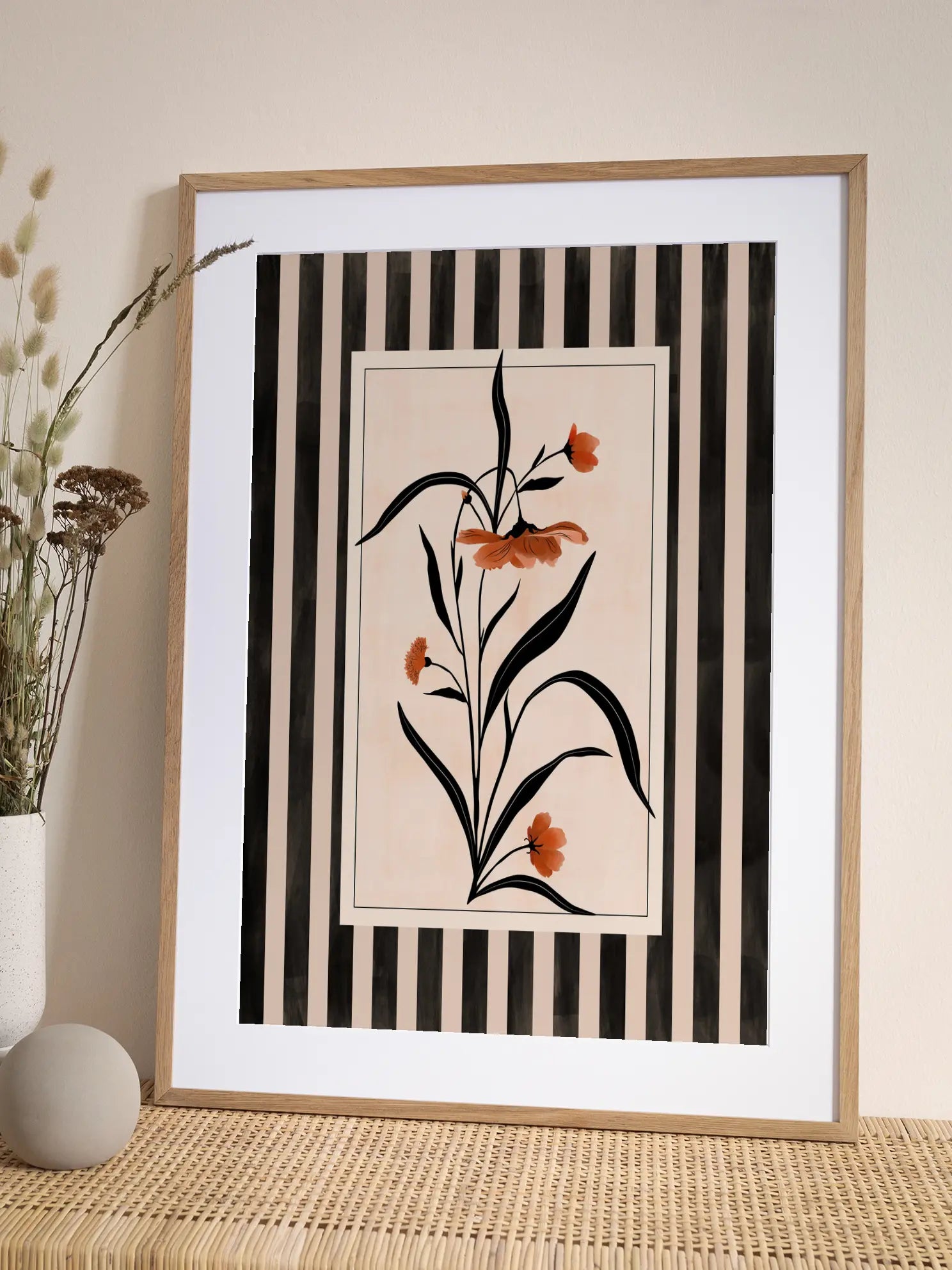 Striped Floral No1 Poster