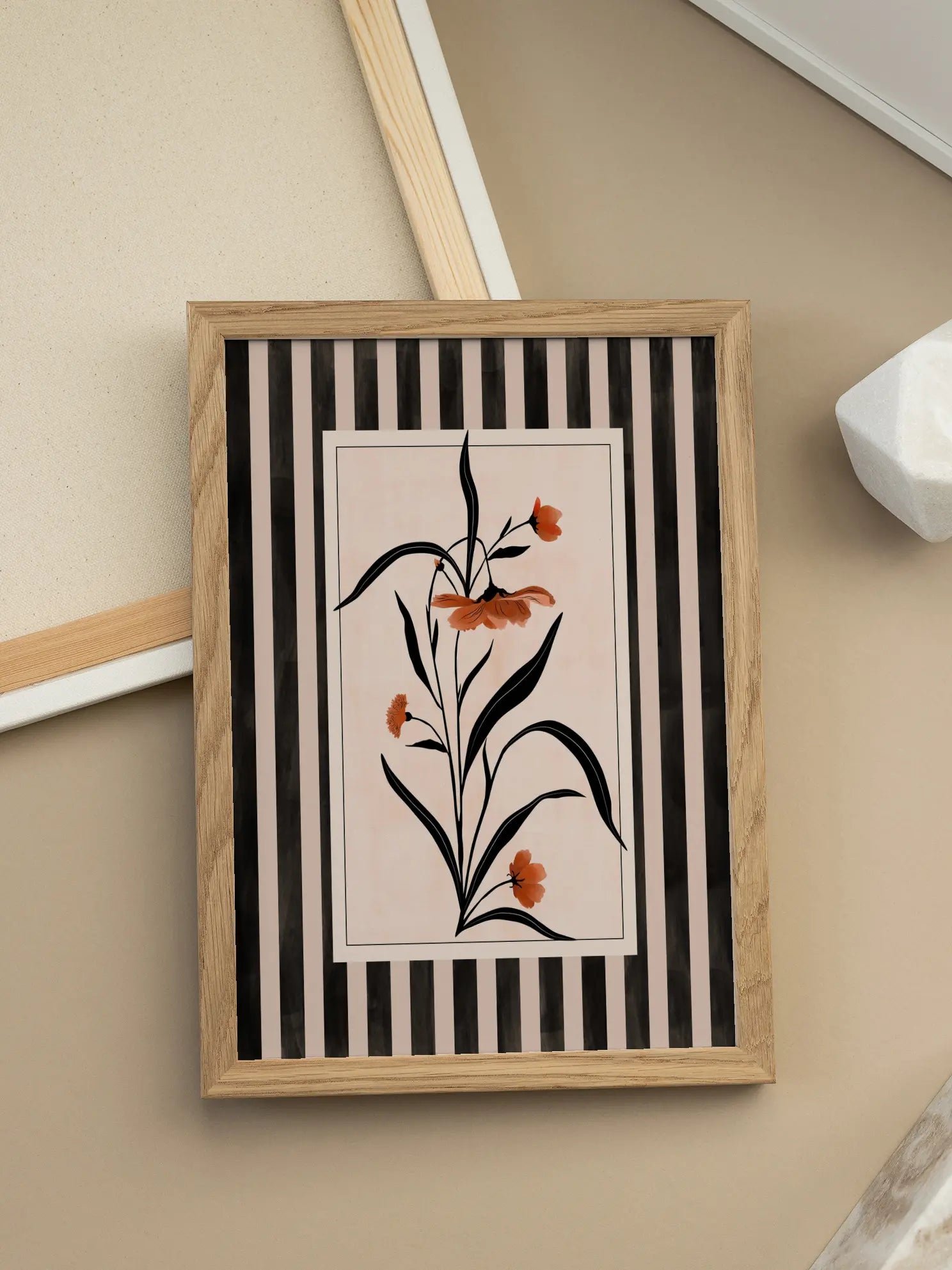 Striped Floral No1 Poster