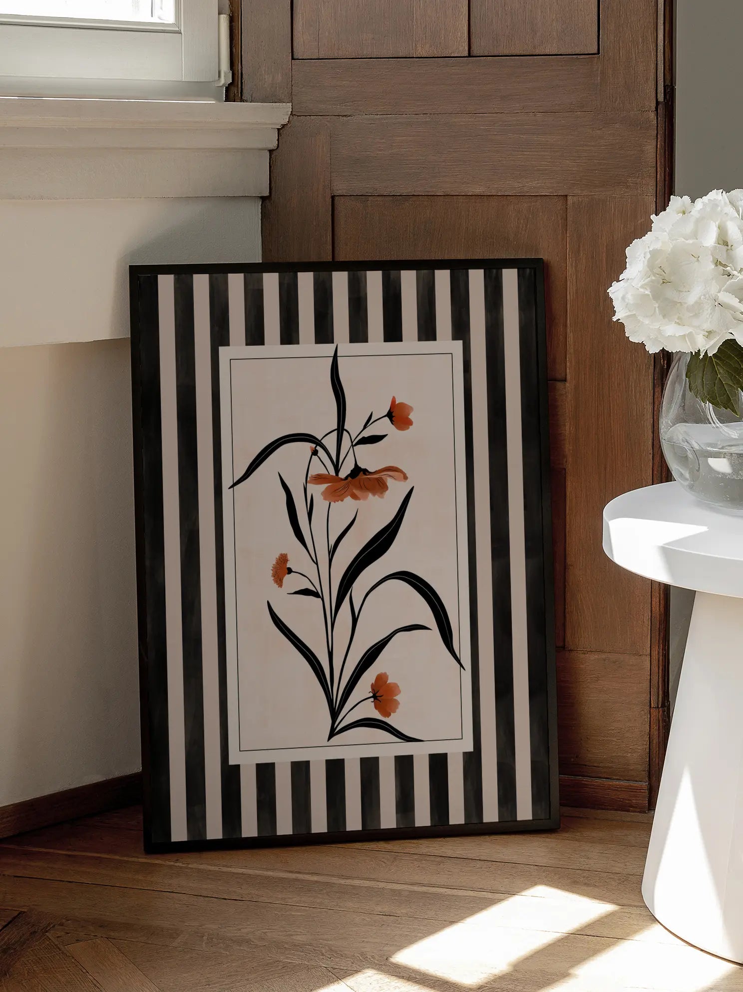 Striped Floral No1 Poster
