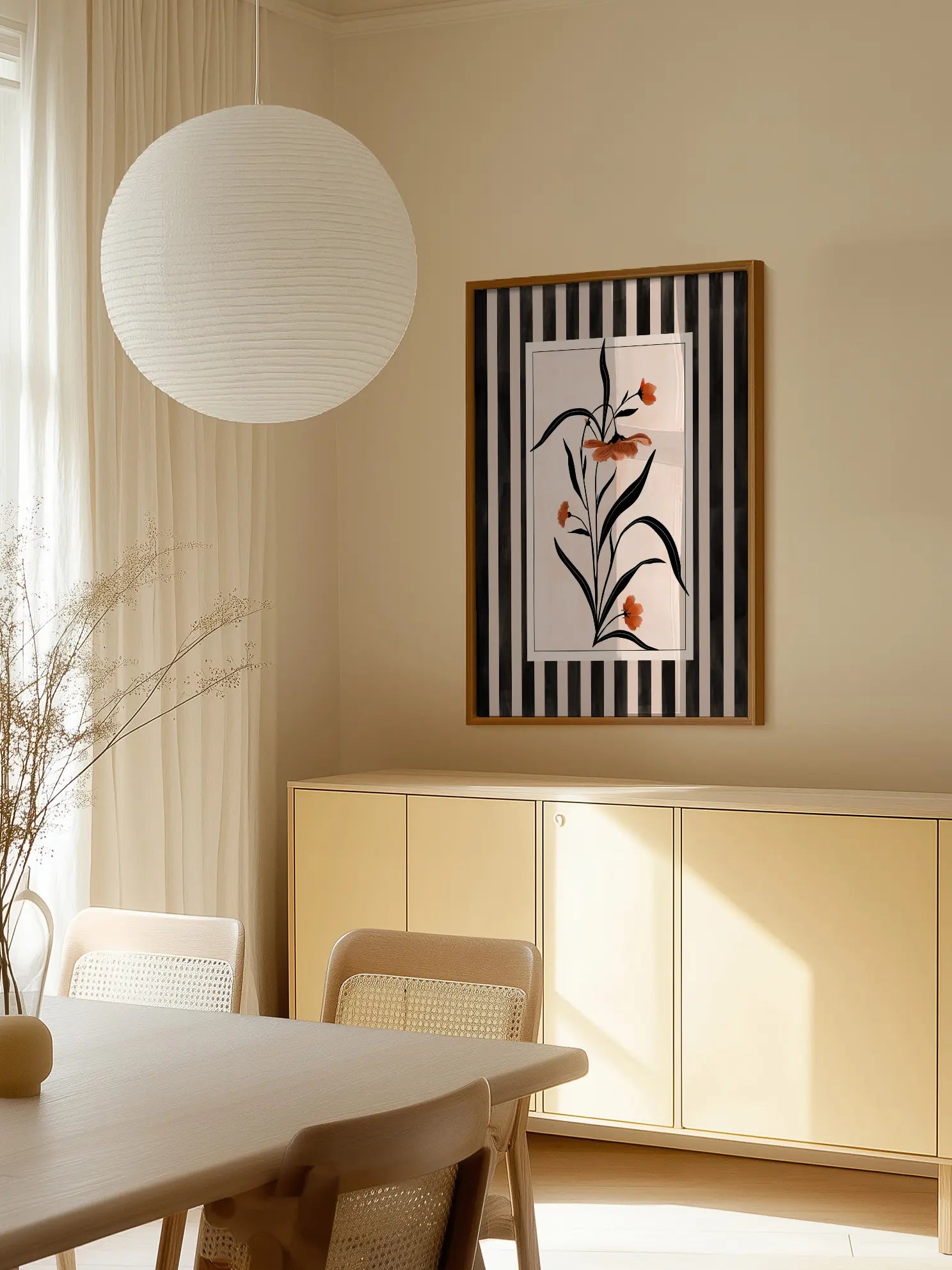 Striped Floral No1 Poster