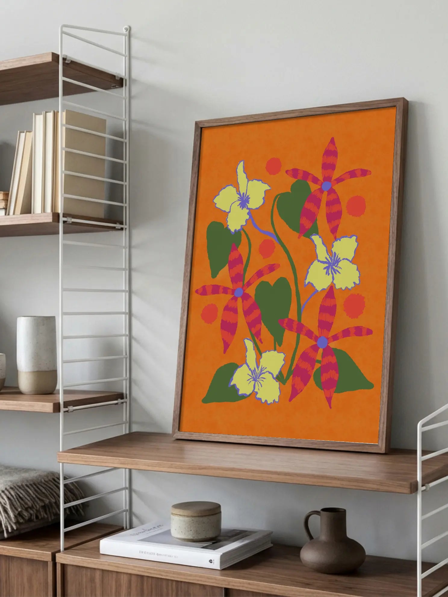 Striped Flowers Poster