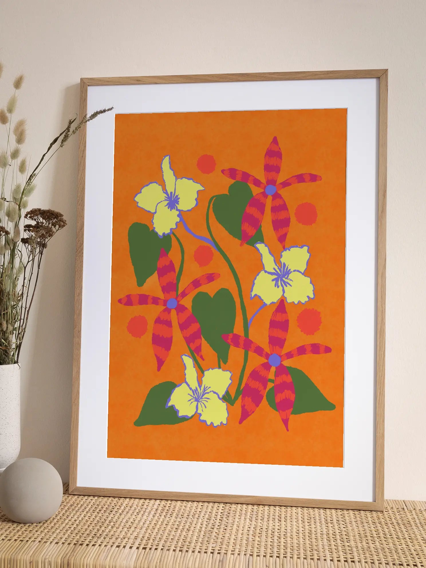 Striped Flowers Poster