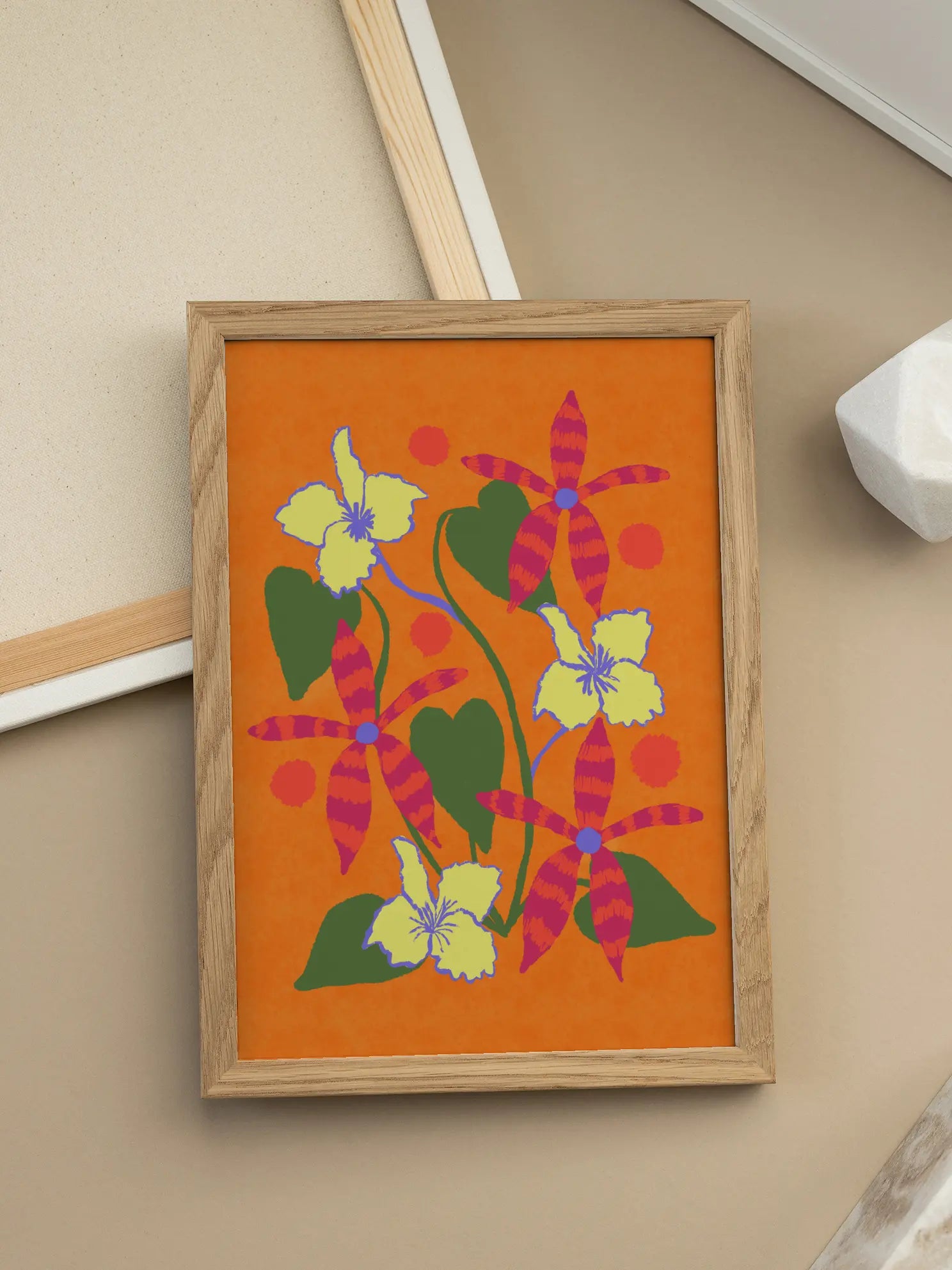 Striped Flowers Poster