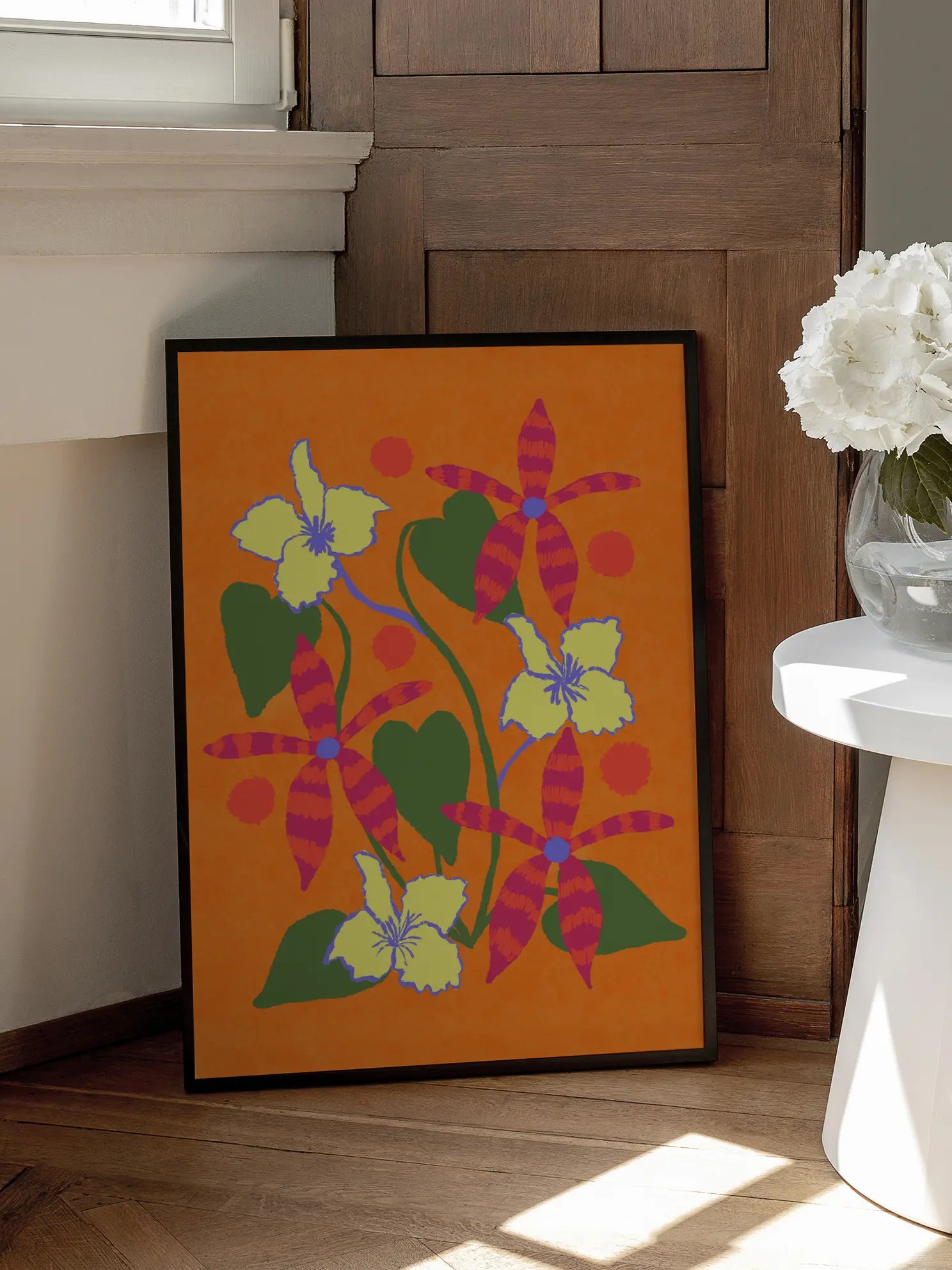 Striped Flowers Poster