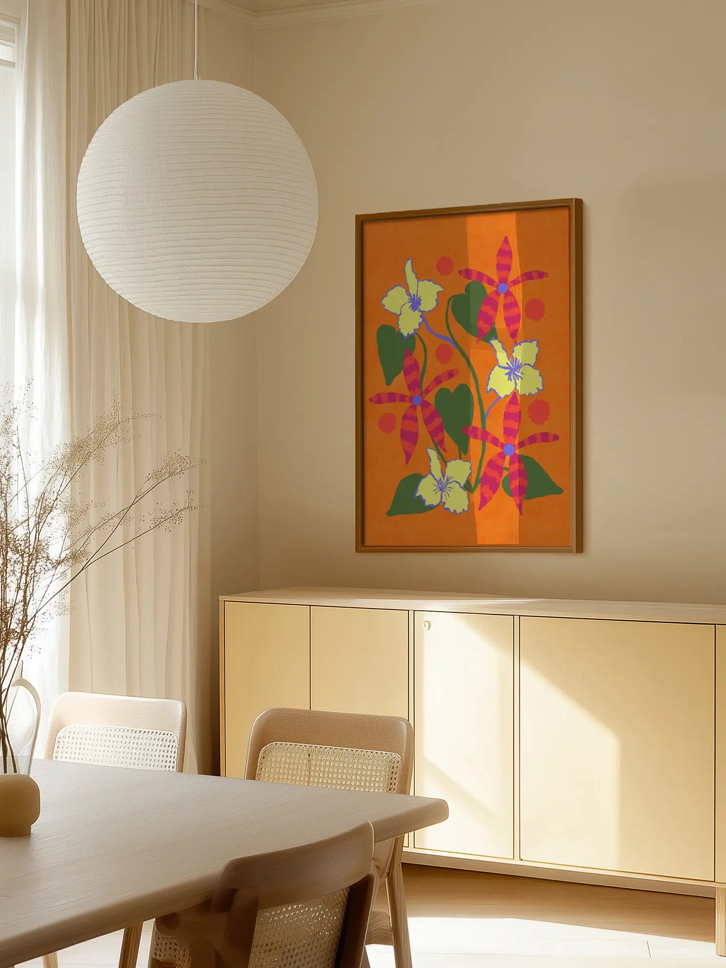 Striped Flowers Poster
