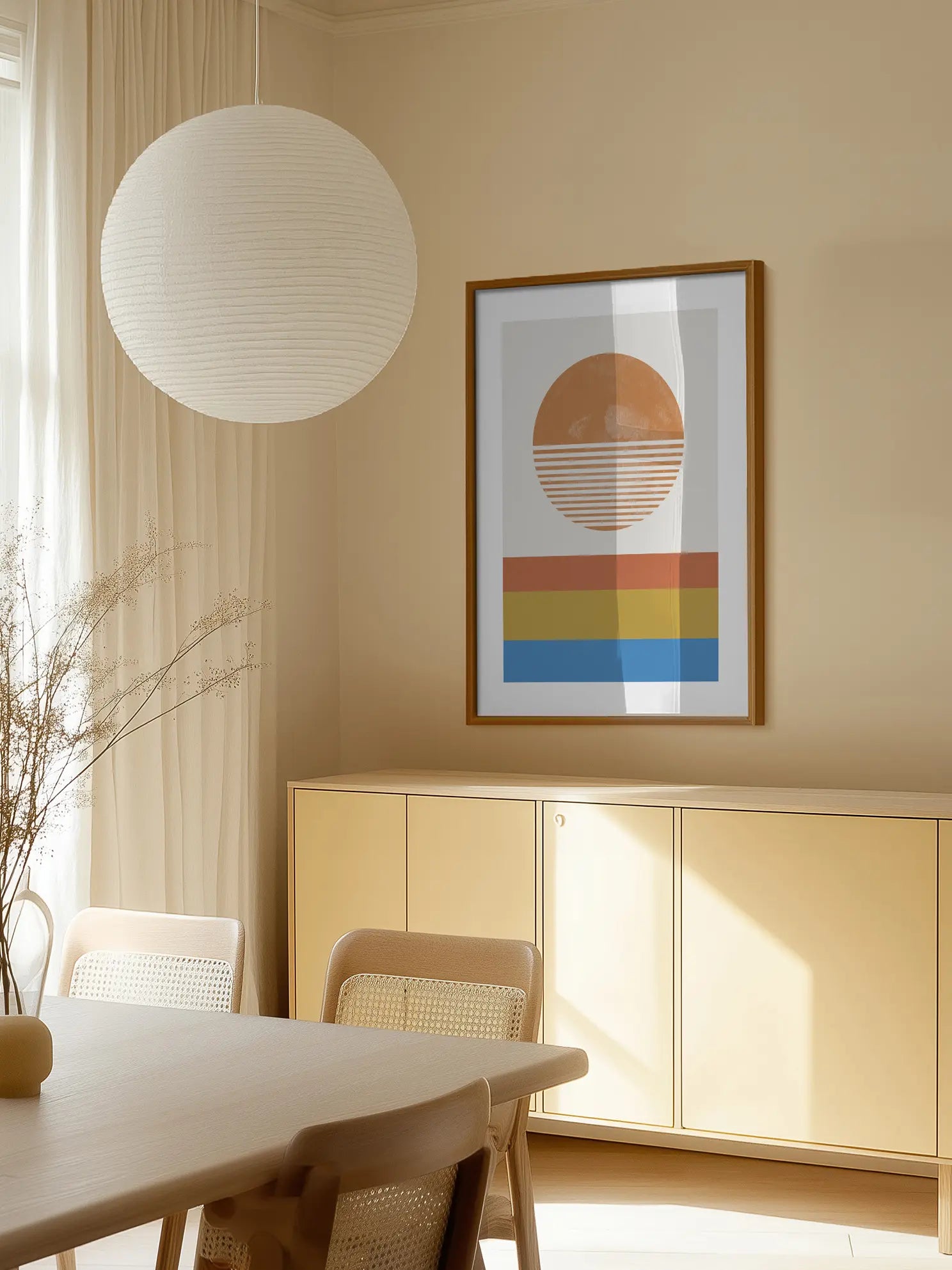 Striped Horizon Sun Poster