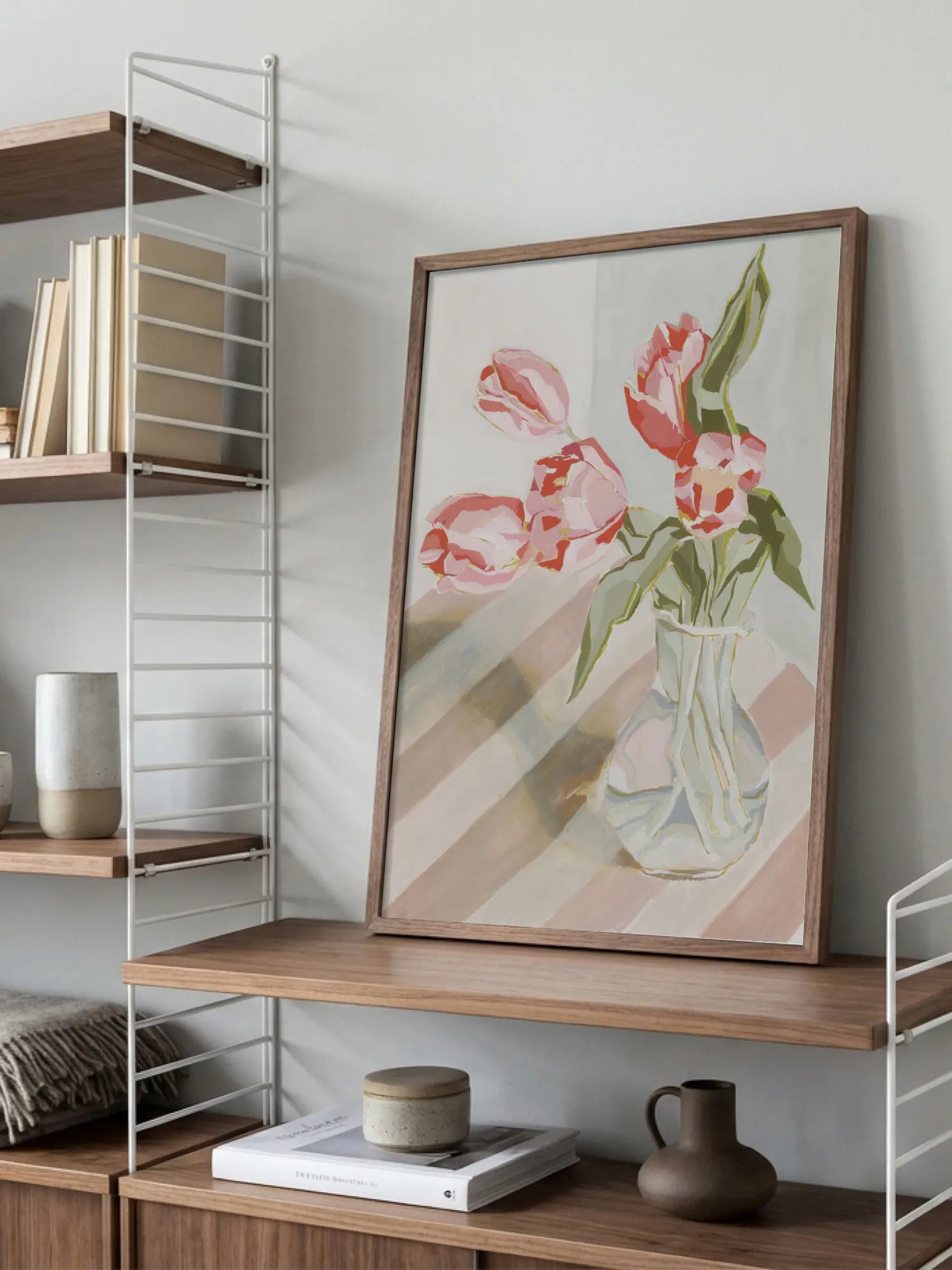 Striped Table Tulips Poster