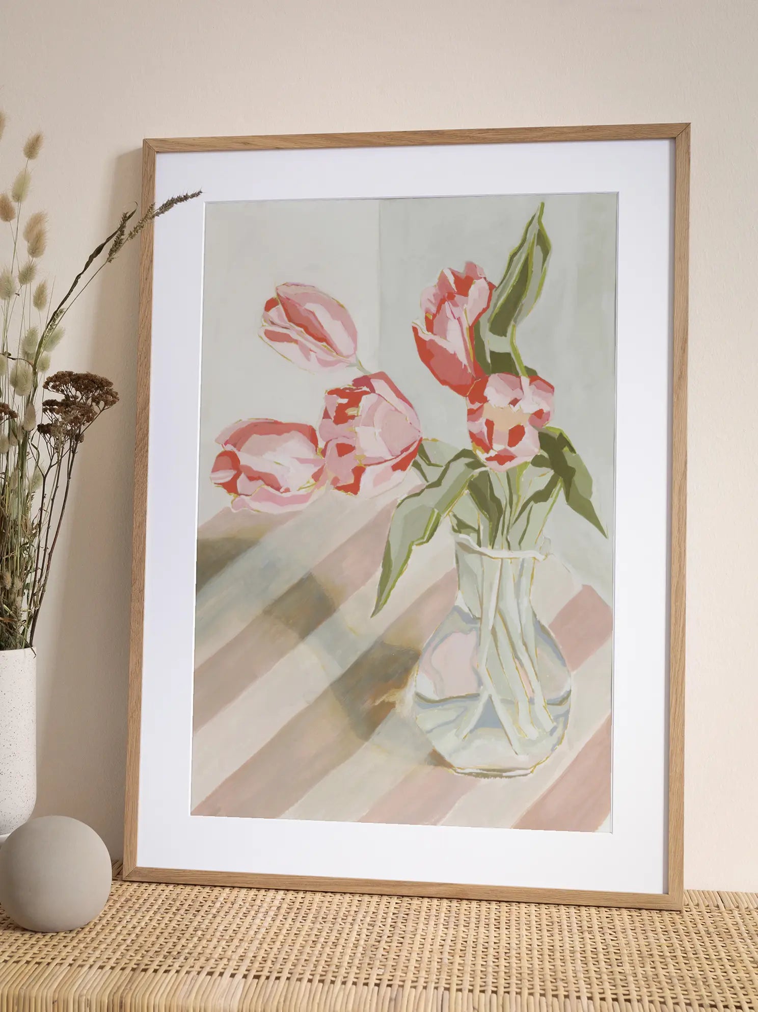 Striped Table Tulips Poster