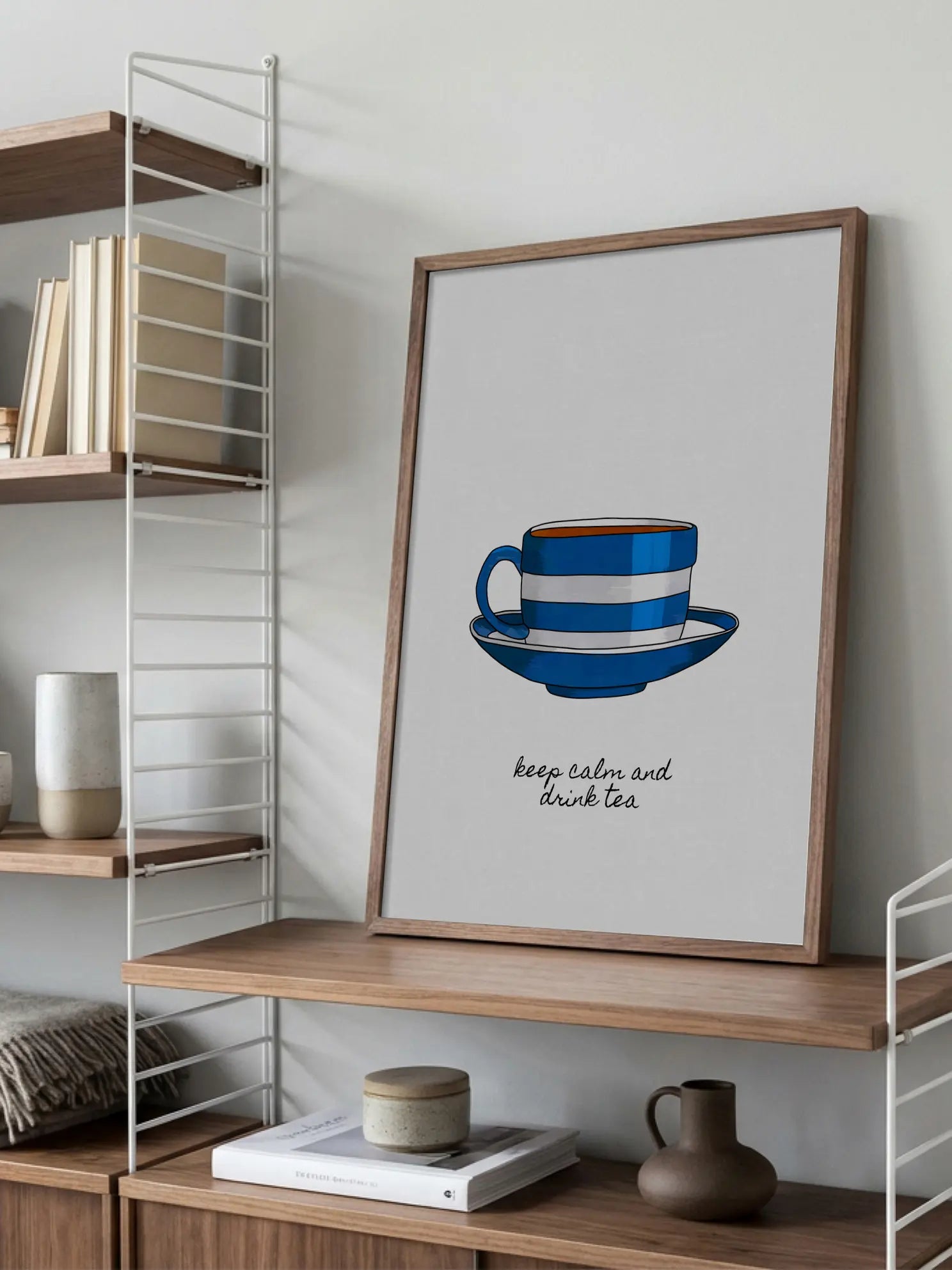 Striped Tea Cup Poster