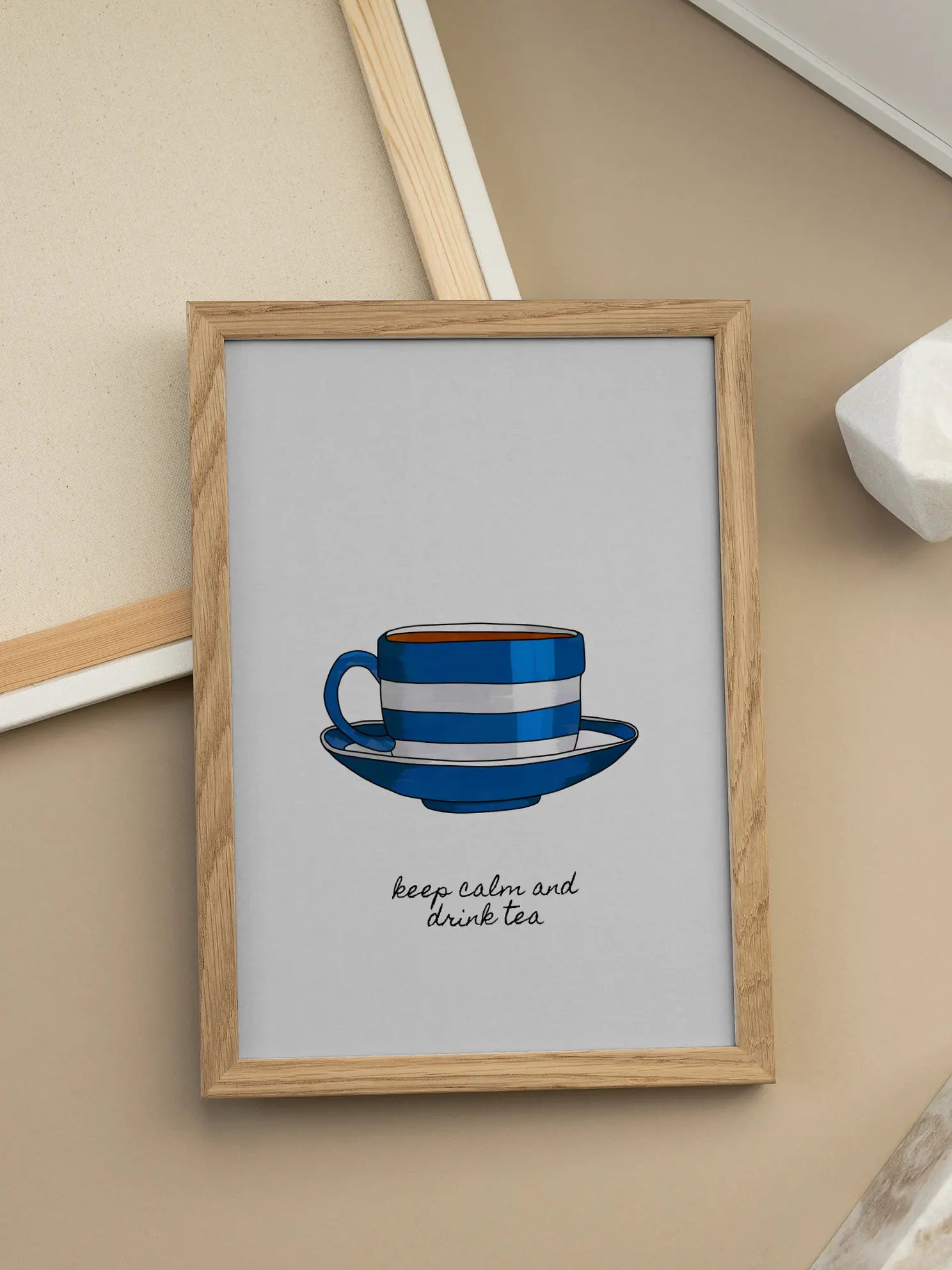 Striped Tea Cup Poster