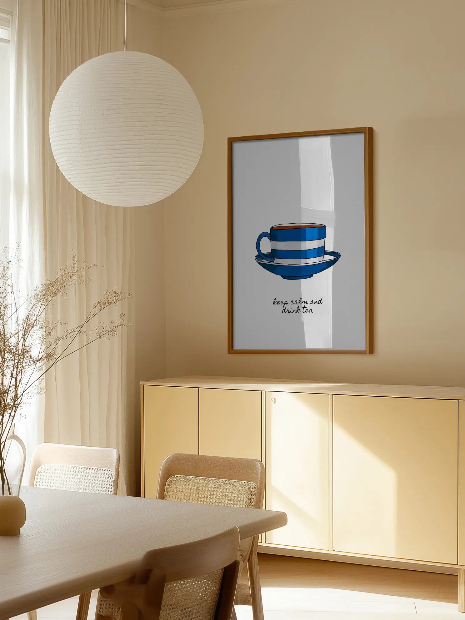 Striped Tea Cup Poster