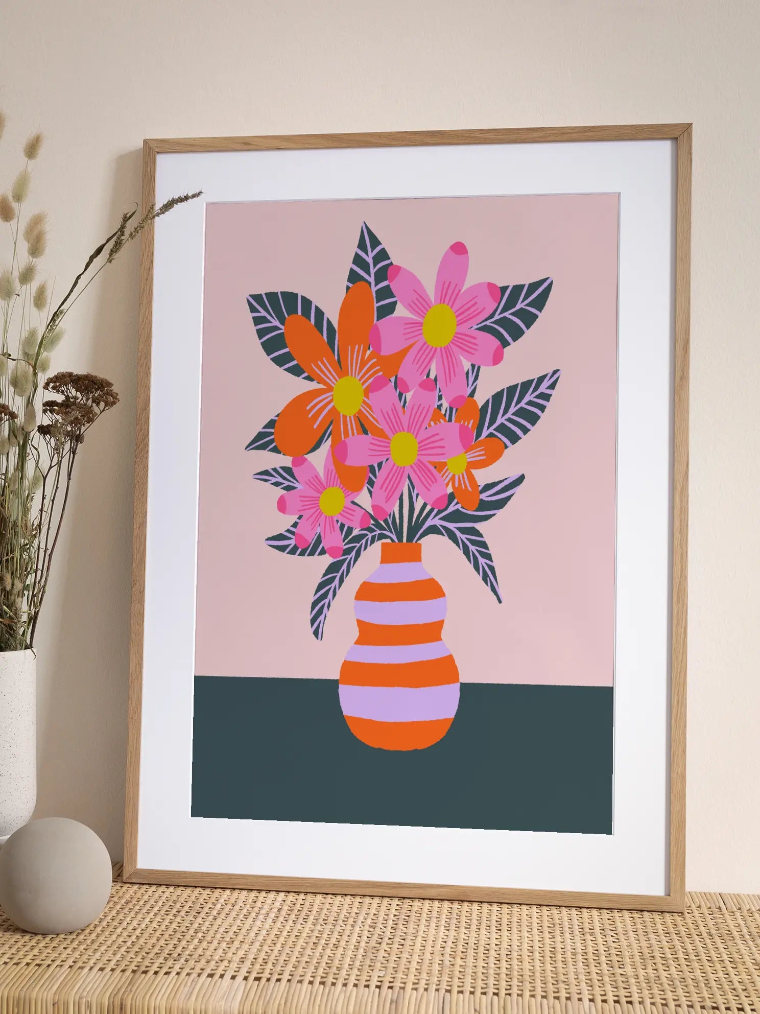 Striped Vase Poster