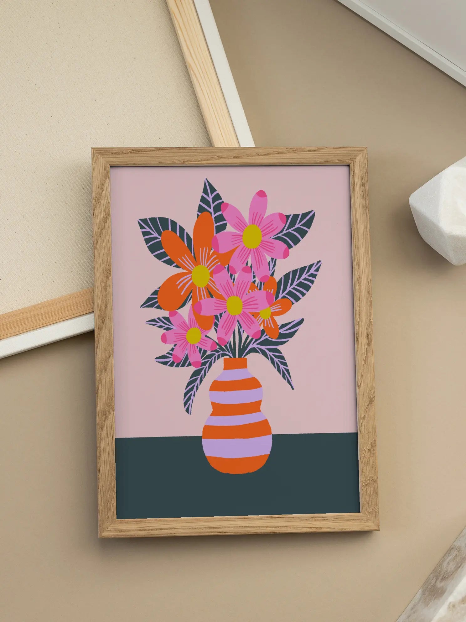 Striped Vase Poster