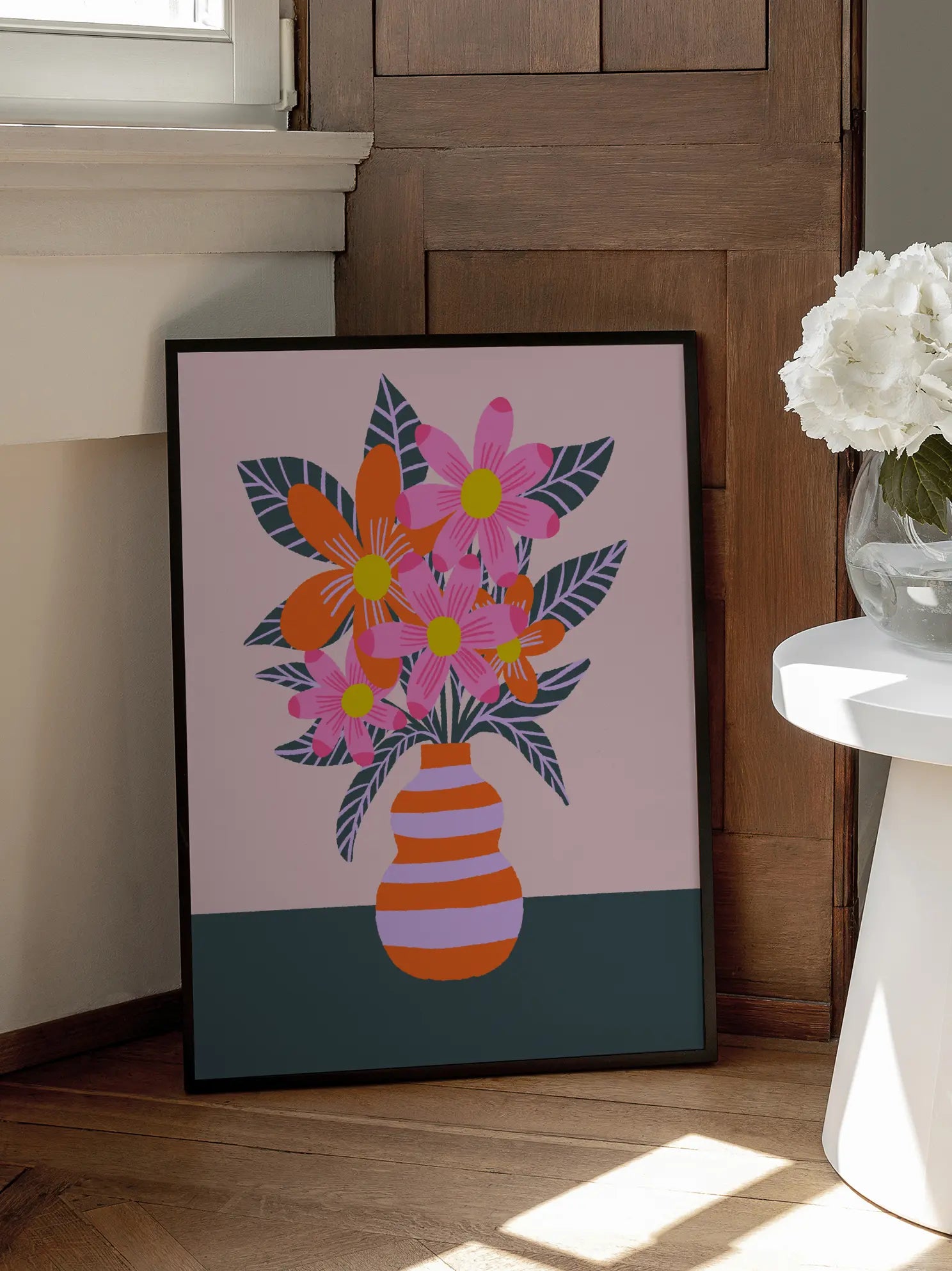 Striped Vase Poster