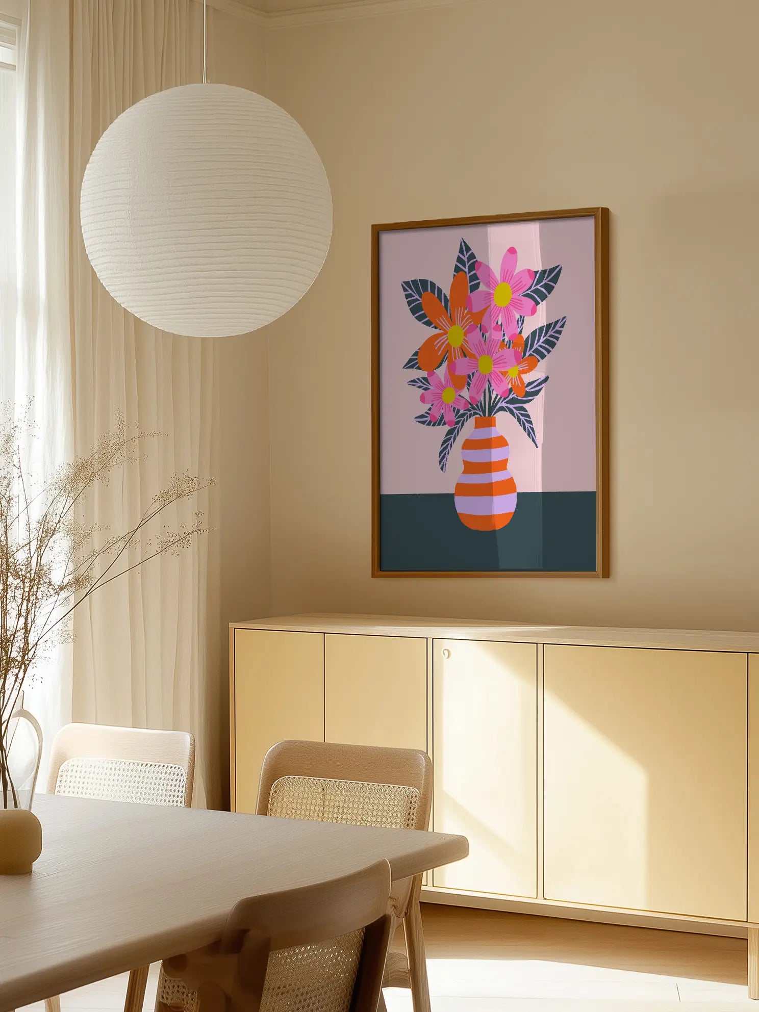 Striped Vase Poster