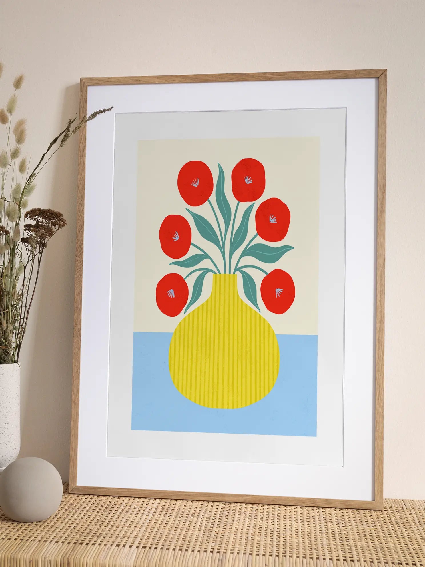 Striped Yellow Vase Poster