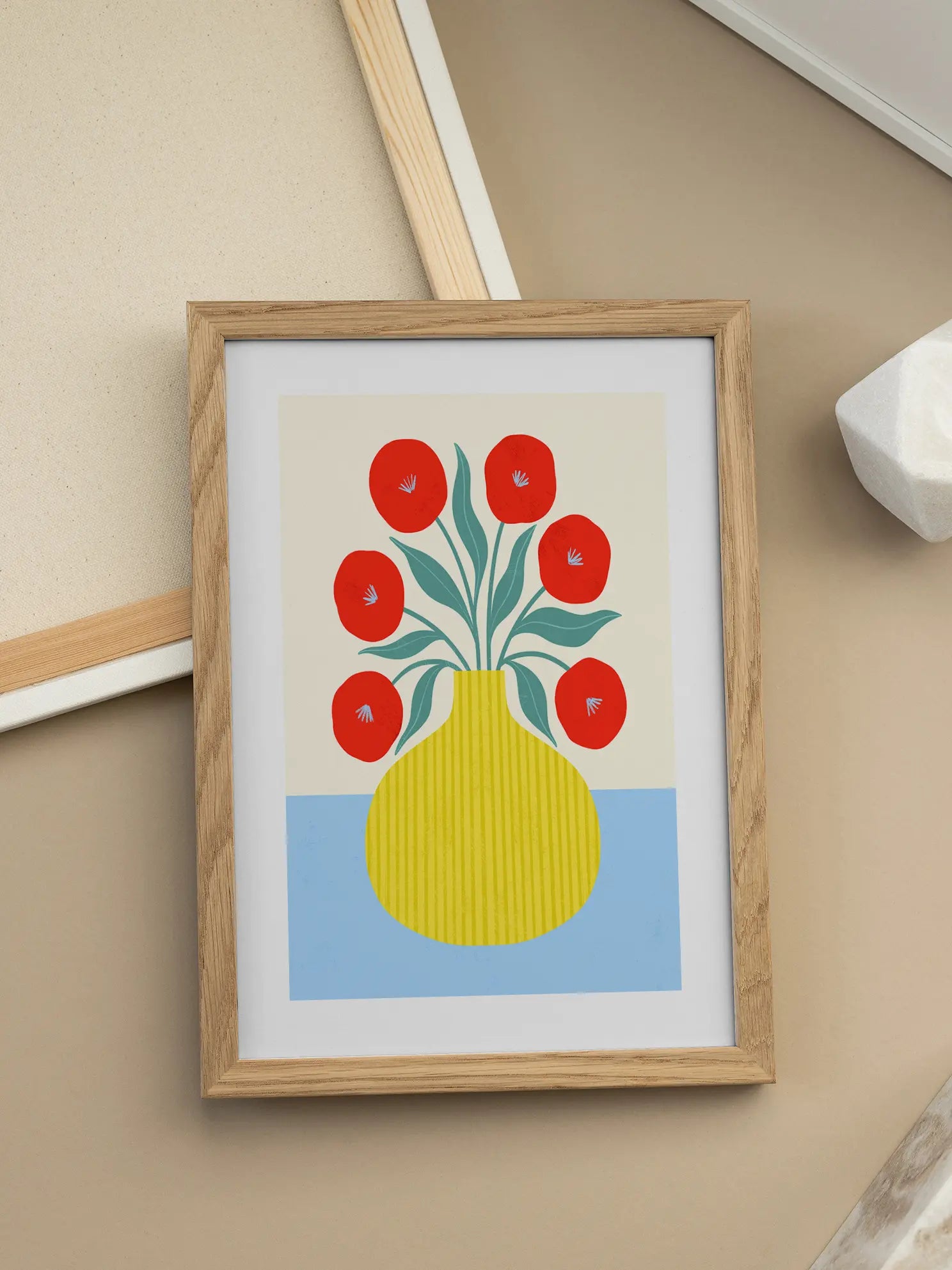 Striped Yellow Vase Poster