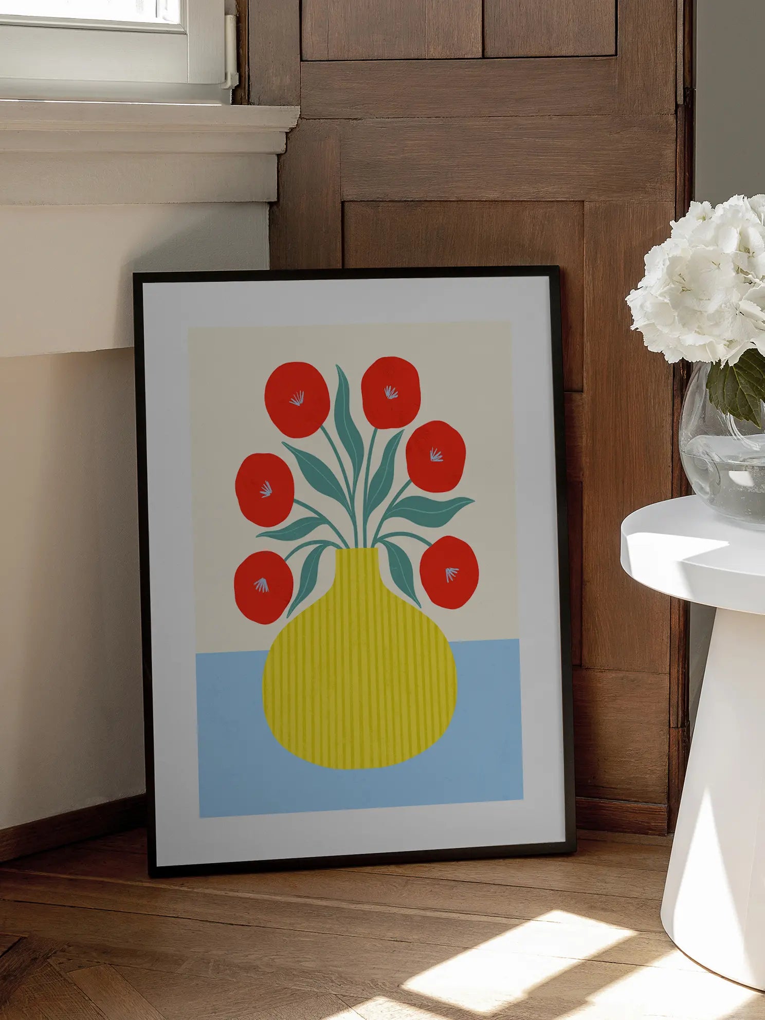 Striped Yellow Vase Poster