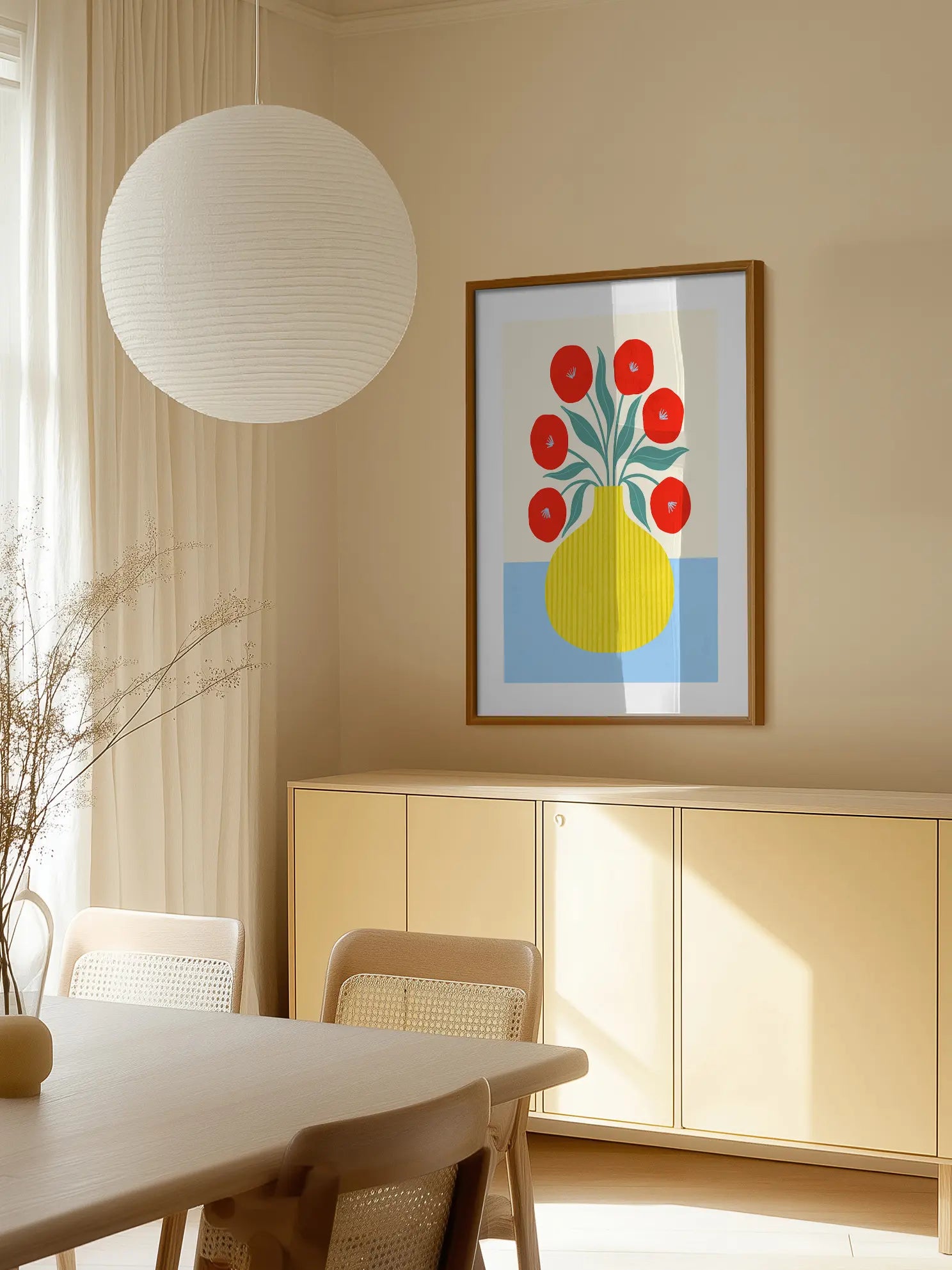 Striped Yellow Vase Poster