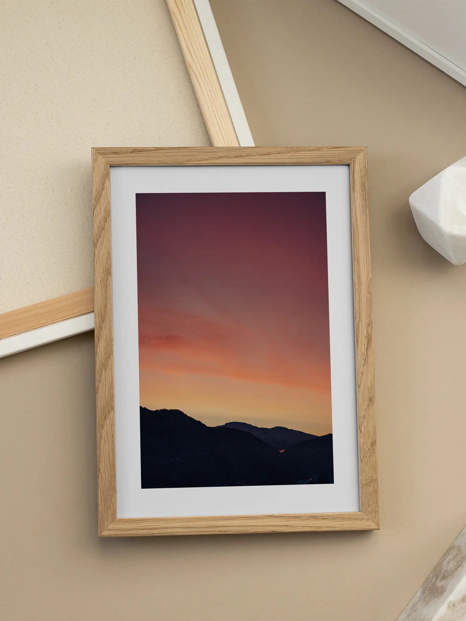 Sunset Over Mountains Poster