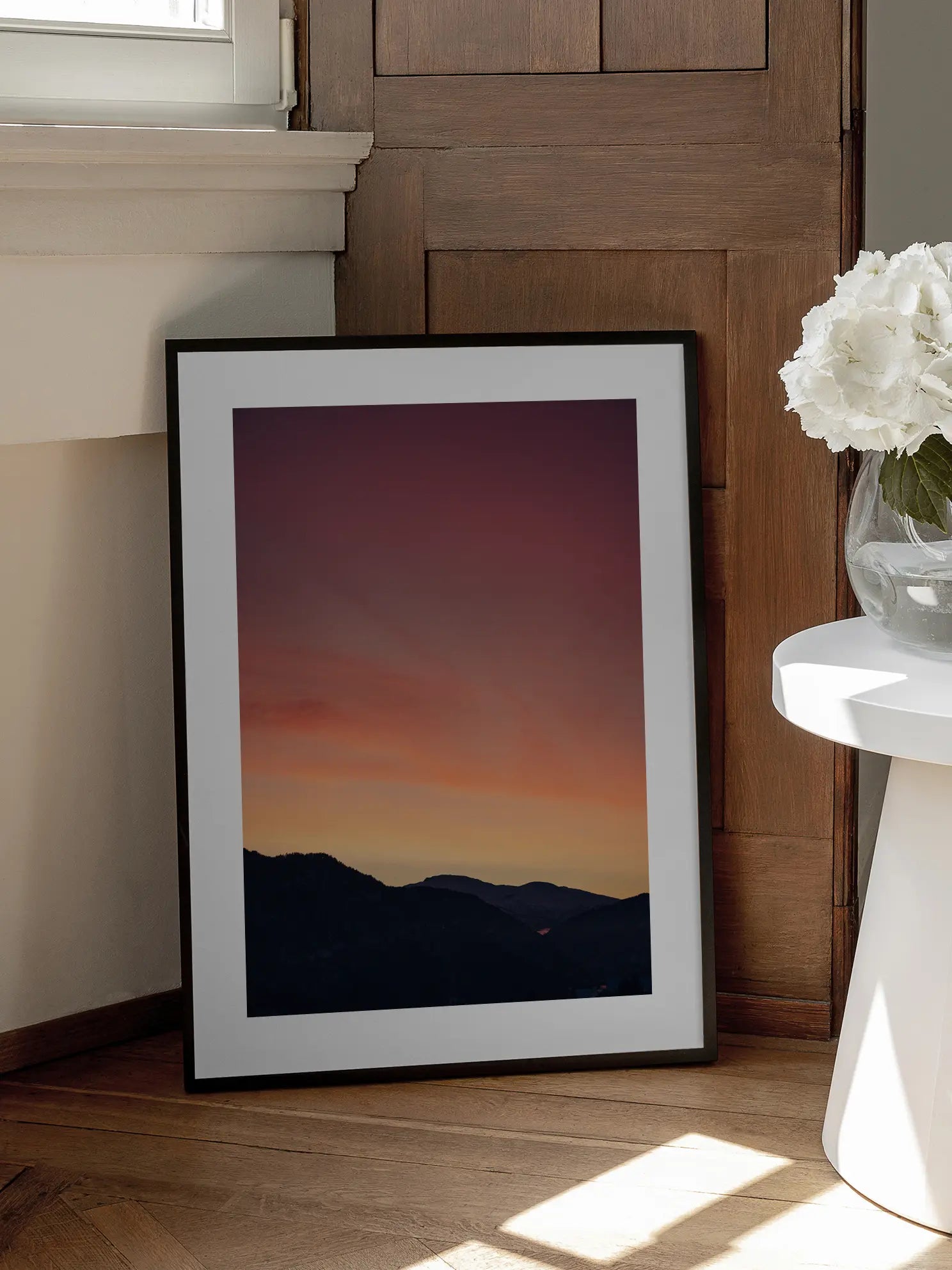 Sunset Over Mountains Poster