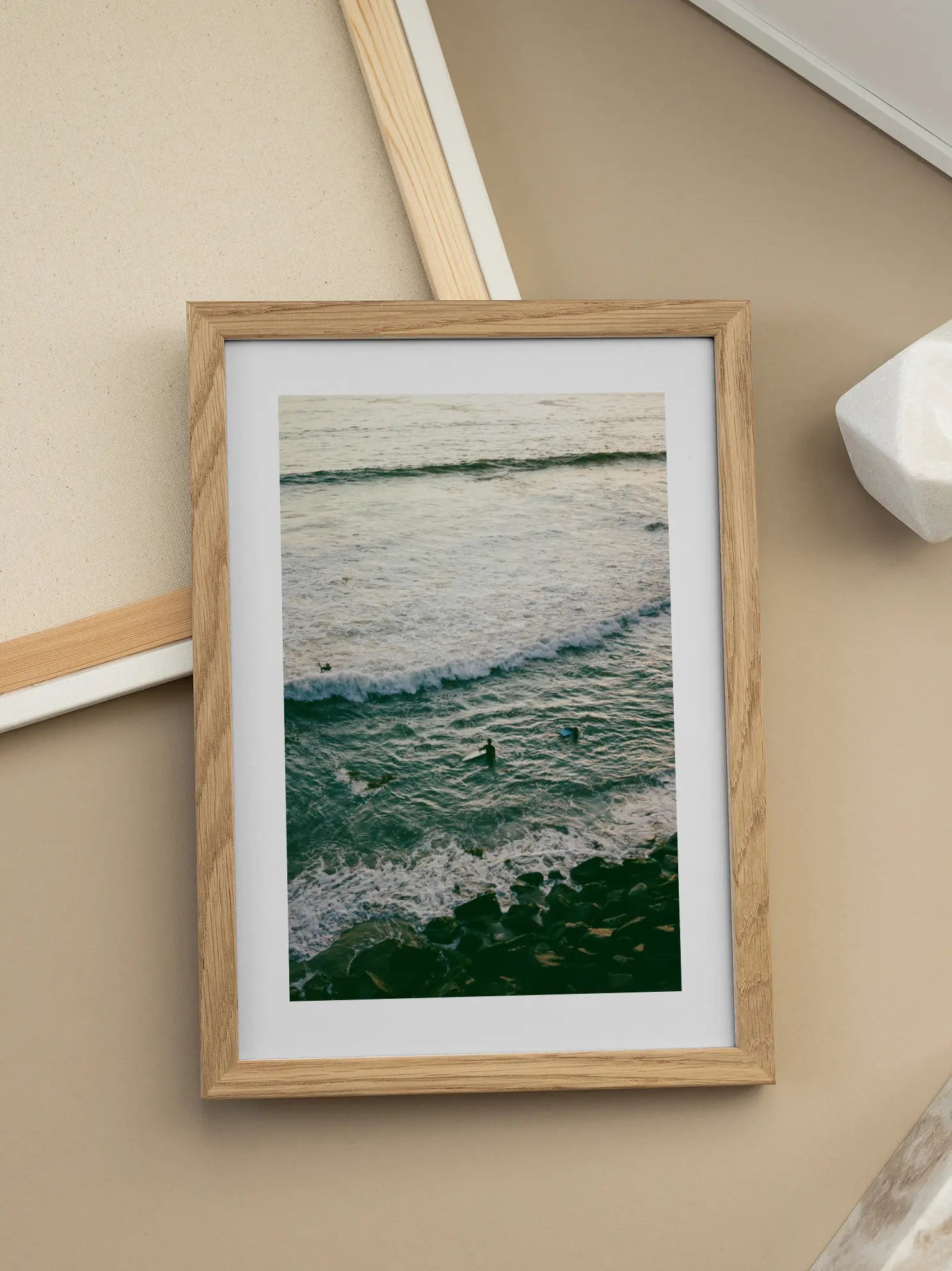 Surfers in the Water Poster