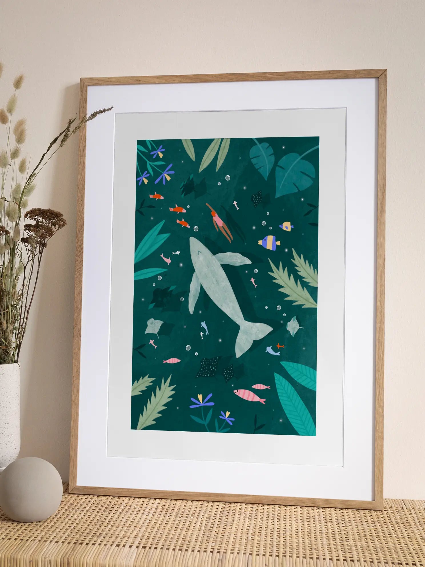 Swimming With A Whale Poster