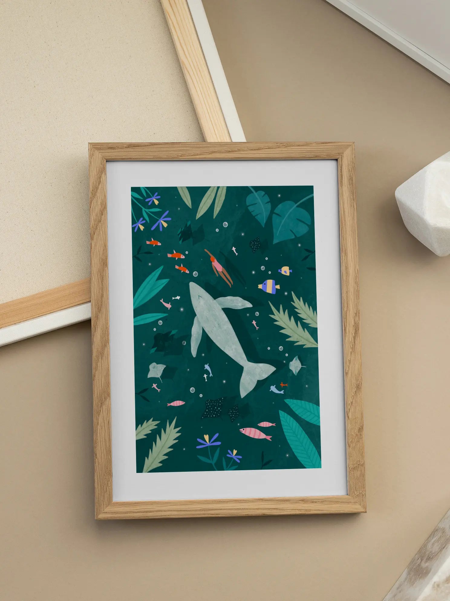 Swimming With A Whale Poster