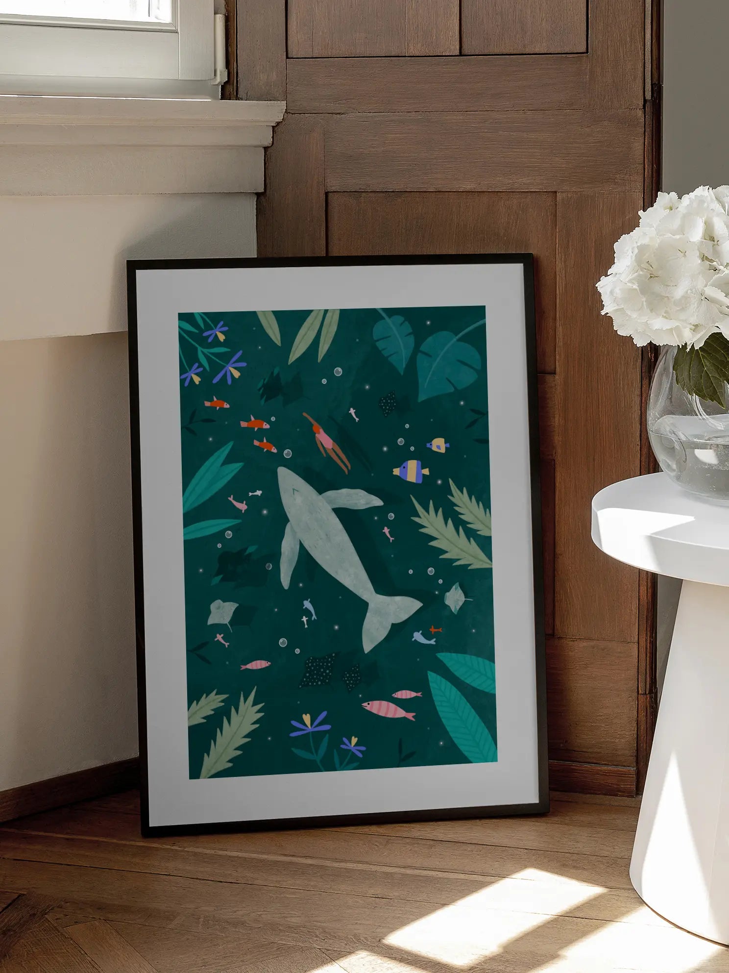 Swimming With A Whale Poster