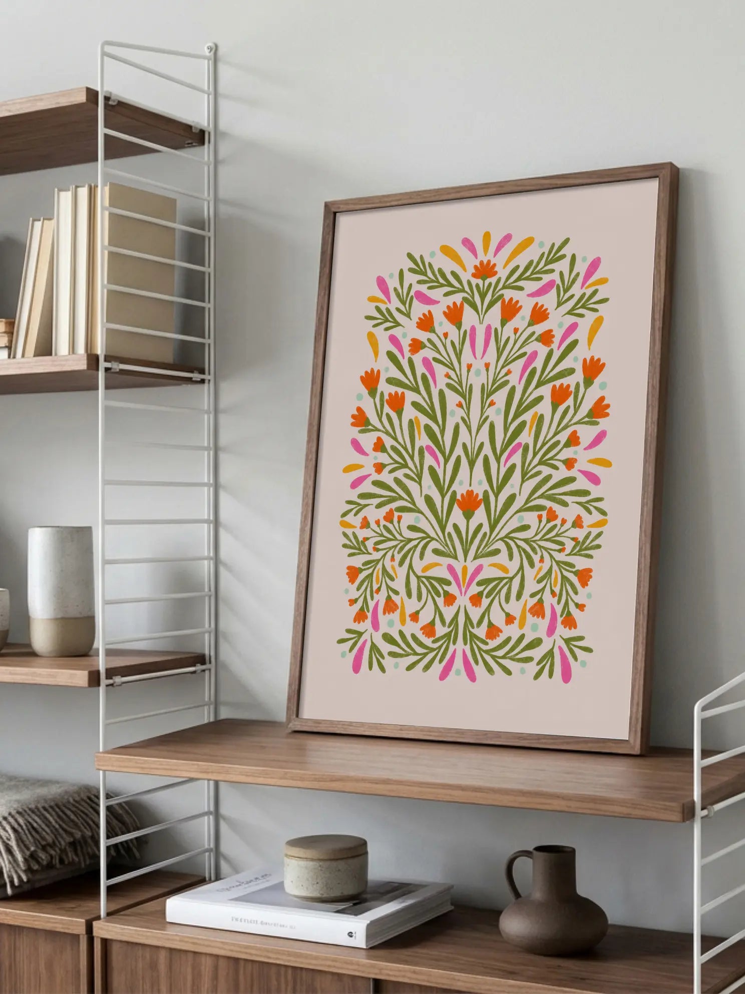 Symmetrical Floral Pattern Poster
