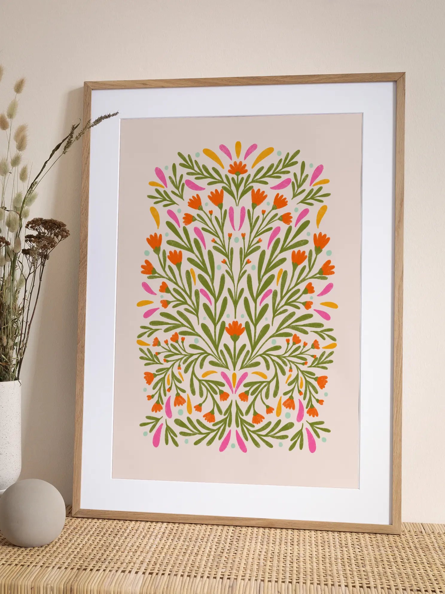 Symmetrical Floral Pattern Poster