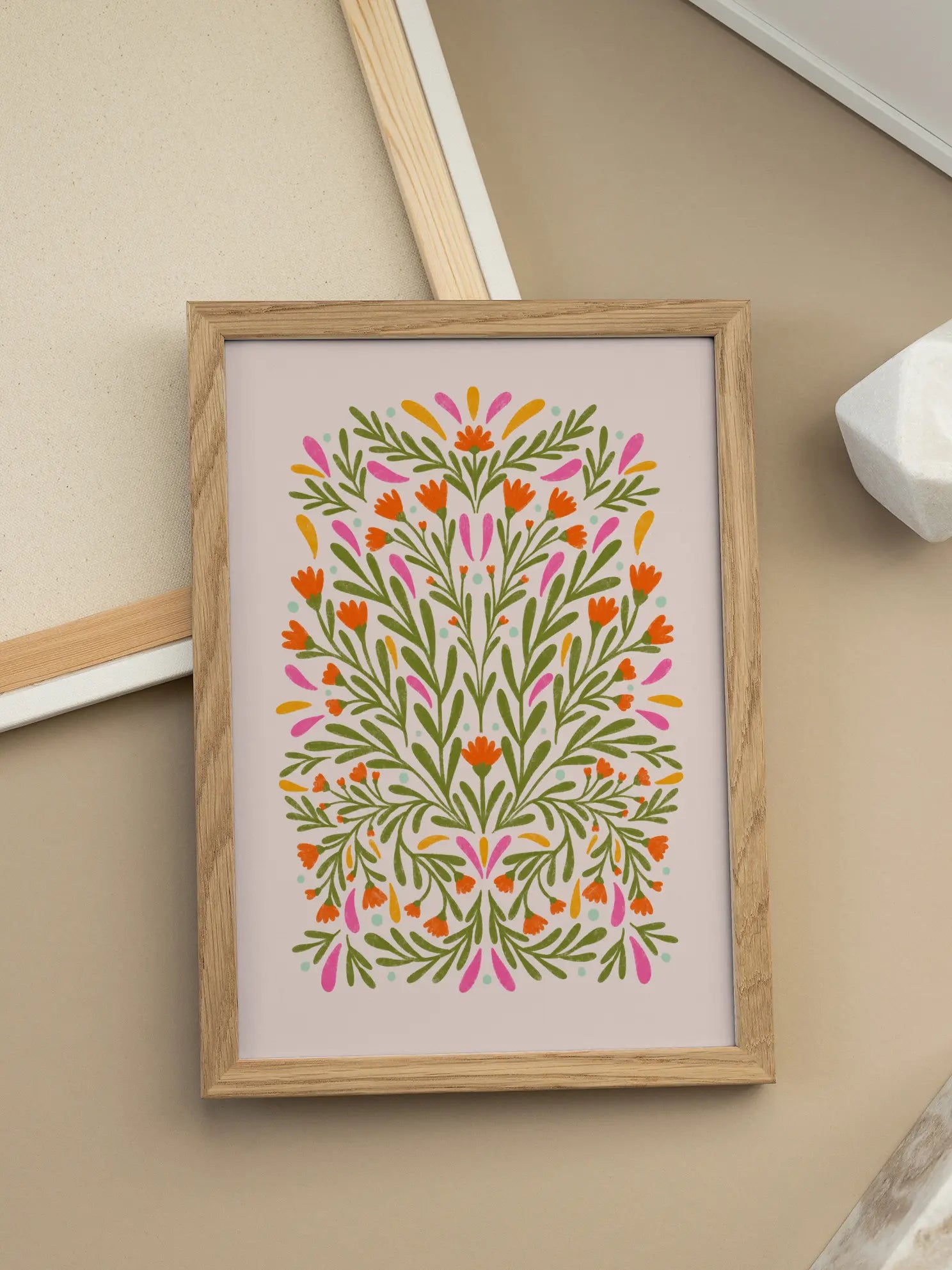 Symmetrical Floral Pattern Poster