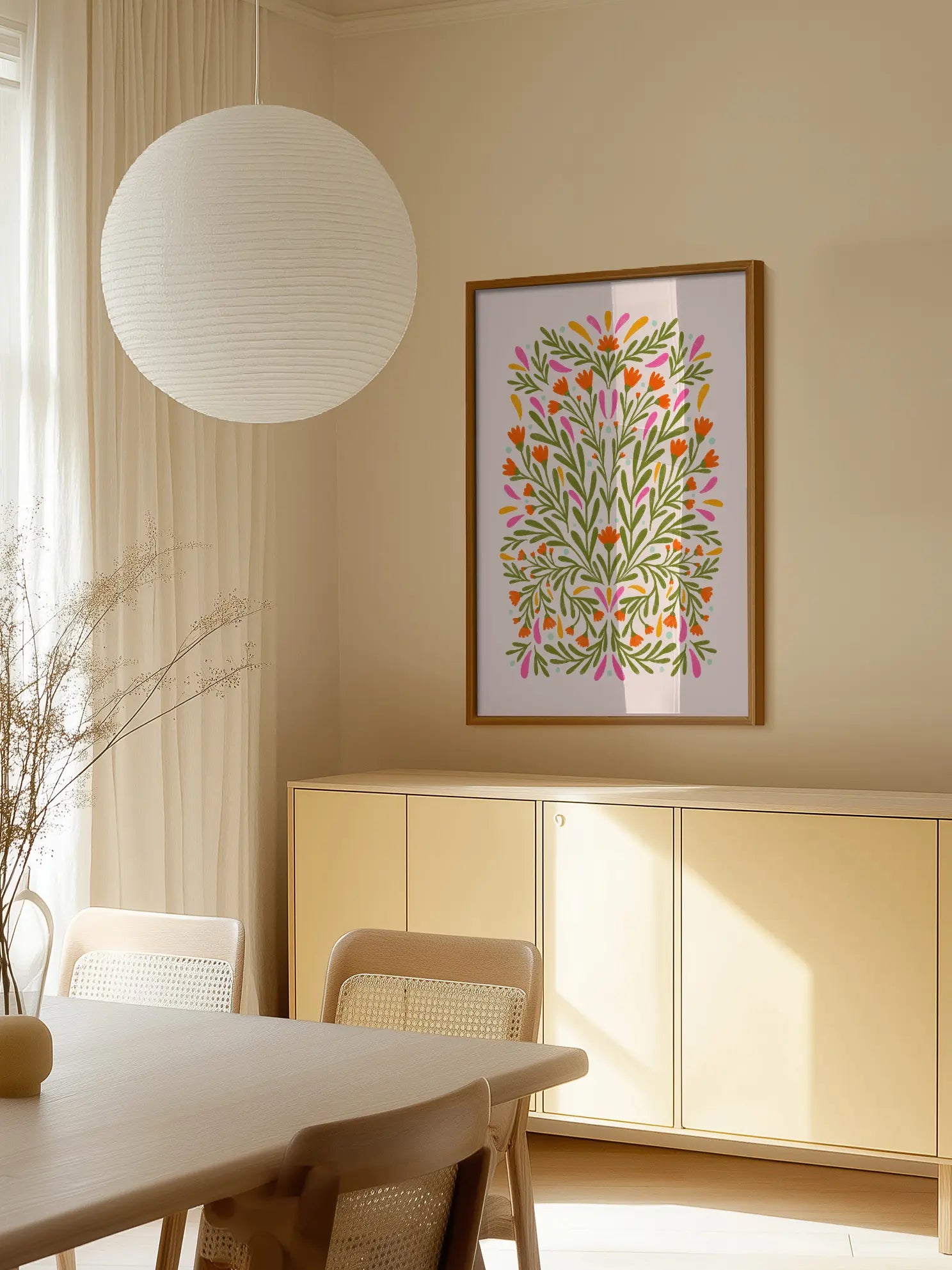 Symmetrical Floral Pattern Poster