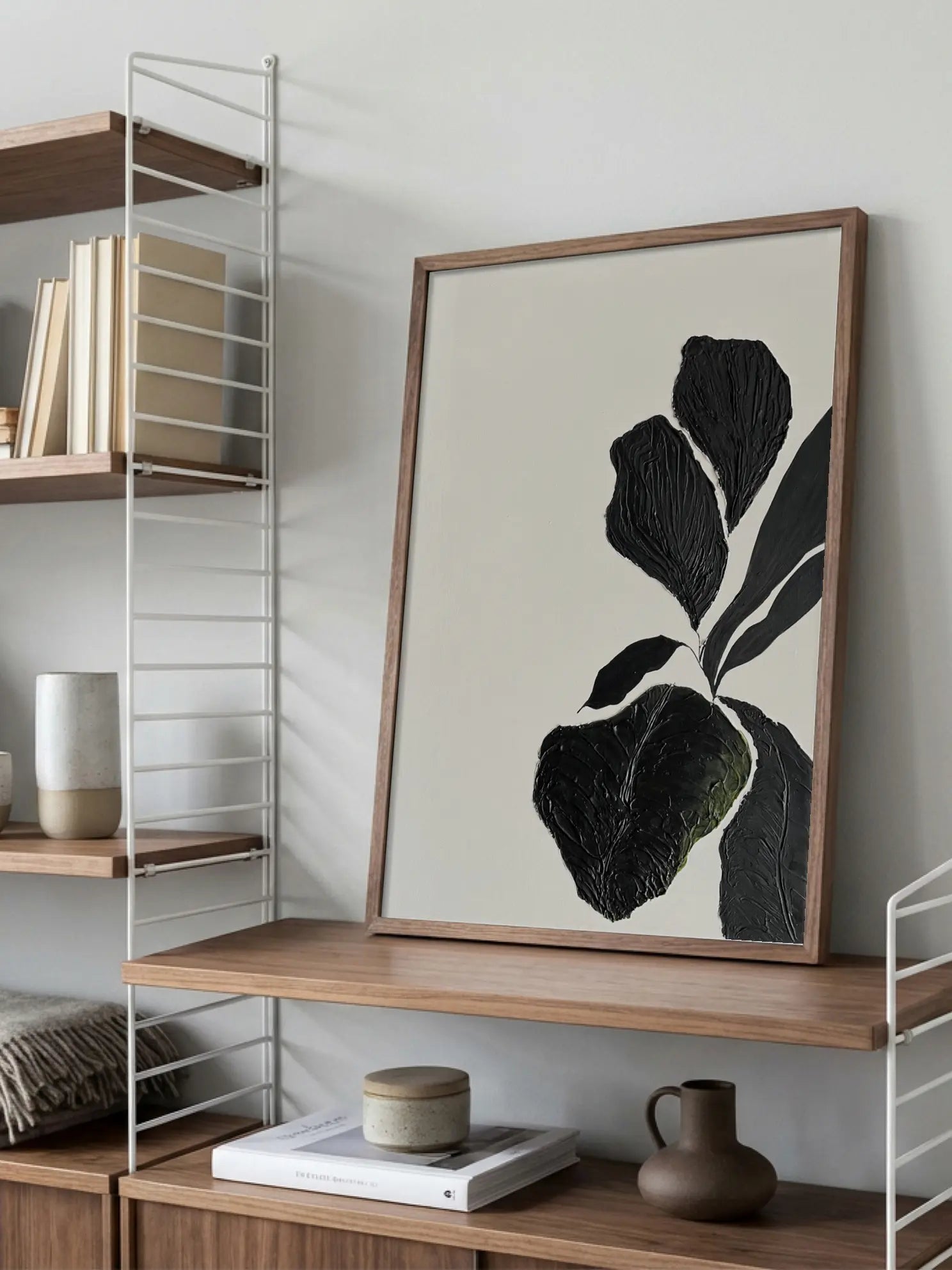 Textured Black Botanical No1 Poster