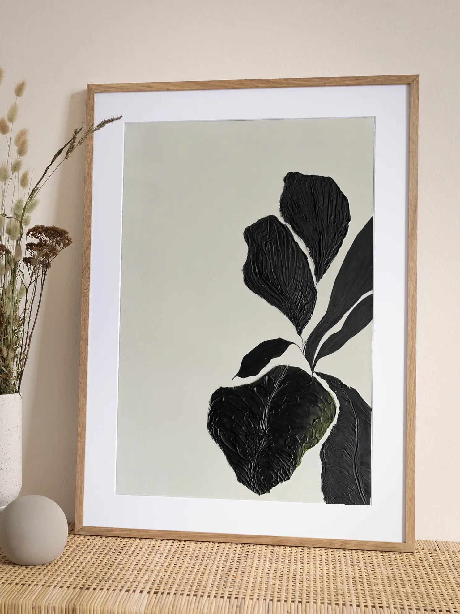 Textured Black Botanical No1 Poster