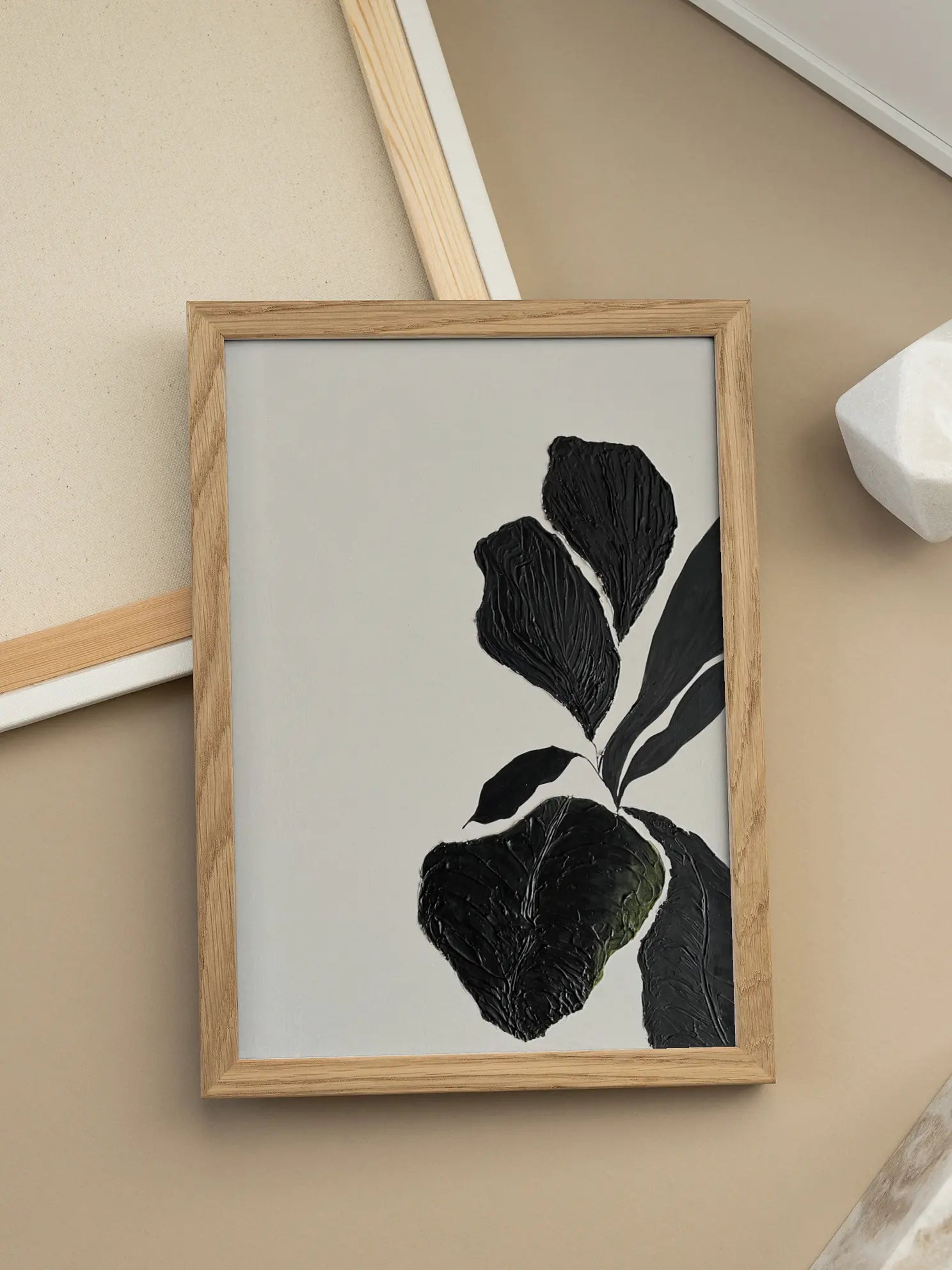 Textured Black Botanical No1 Poster