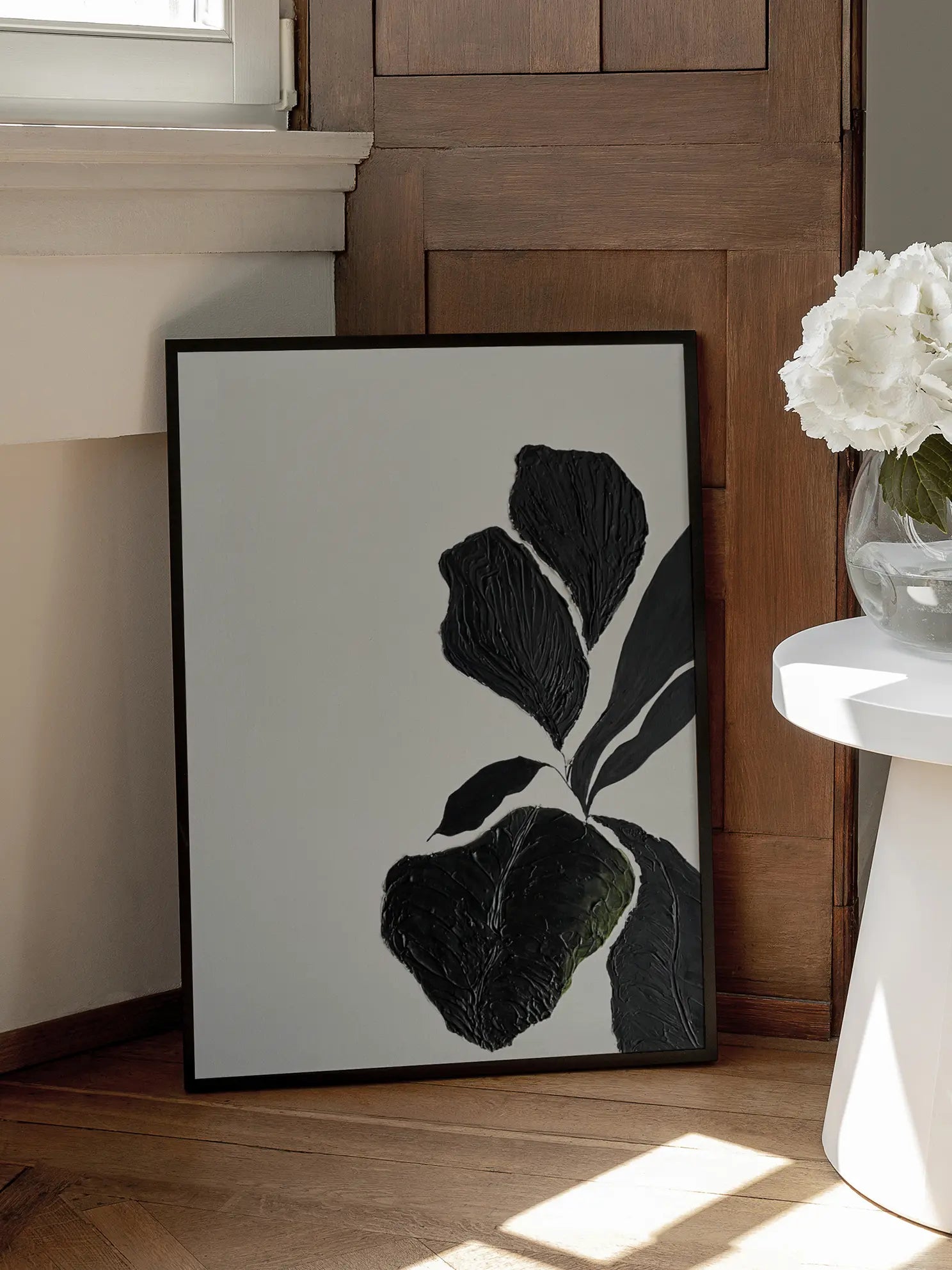 Textured Black Botanical No1 Poster