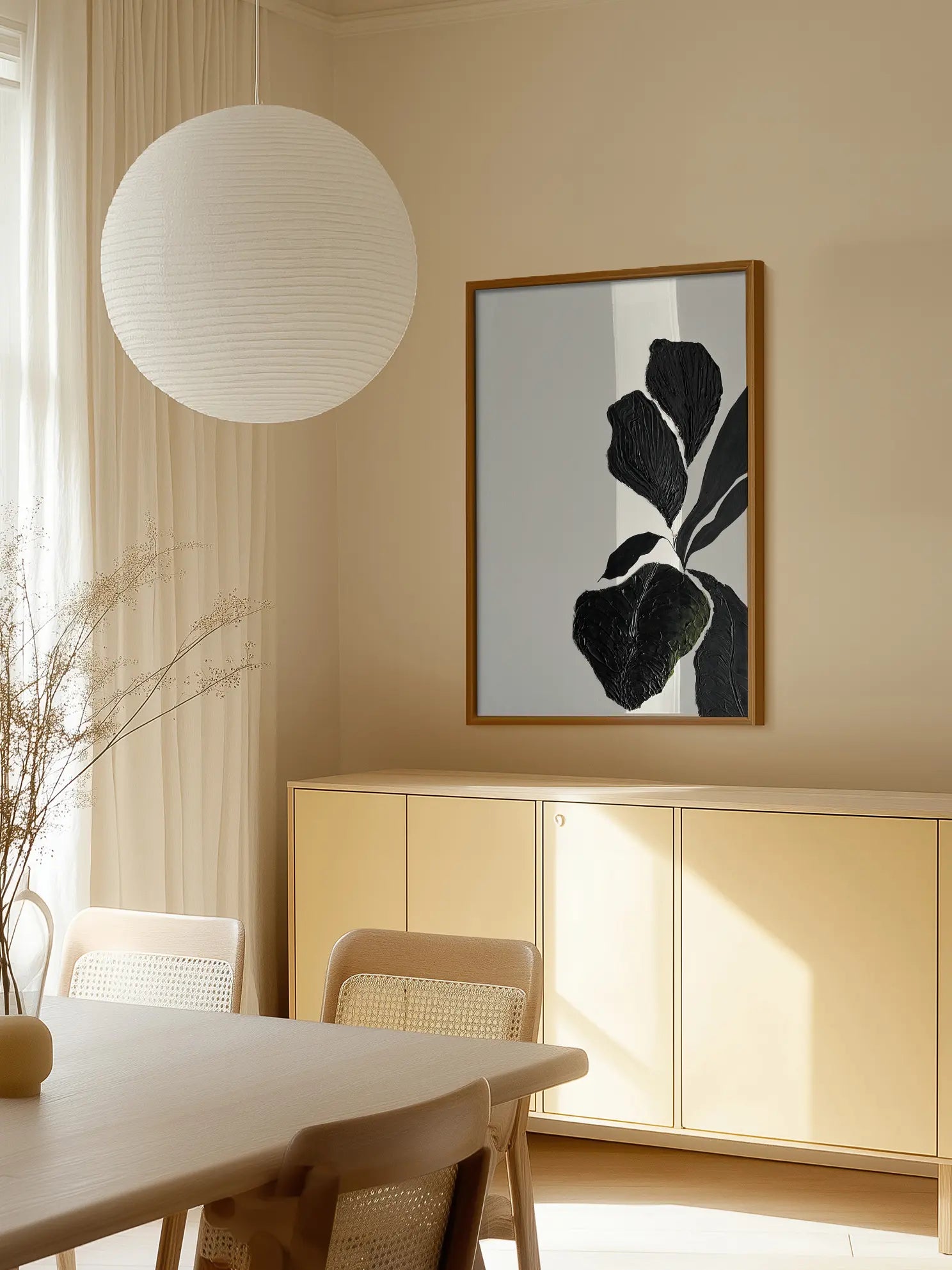 Textured Black Botanical No1 Poster