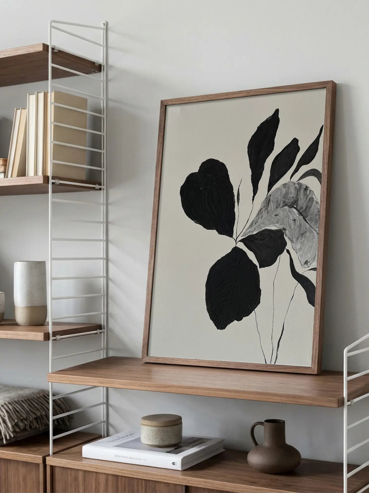 Textured Black Botanical No2 Poster